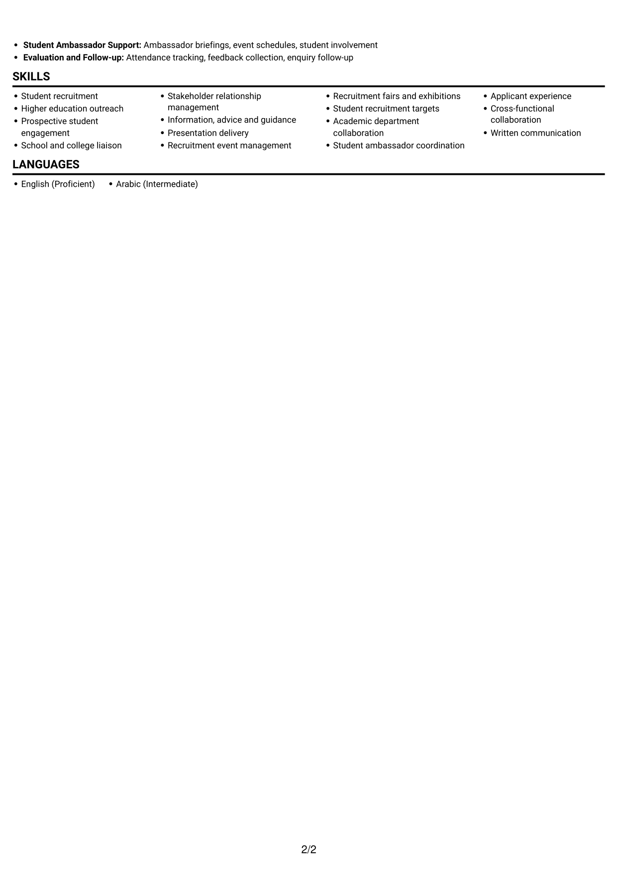CV example — page 2