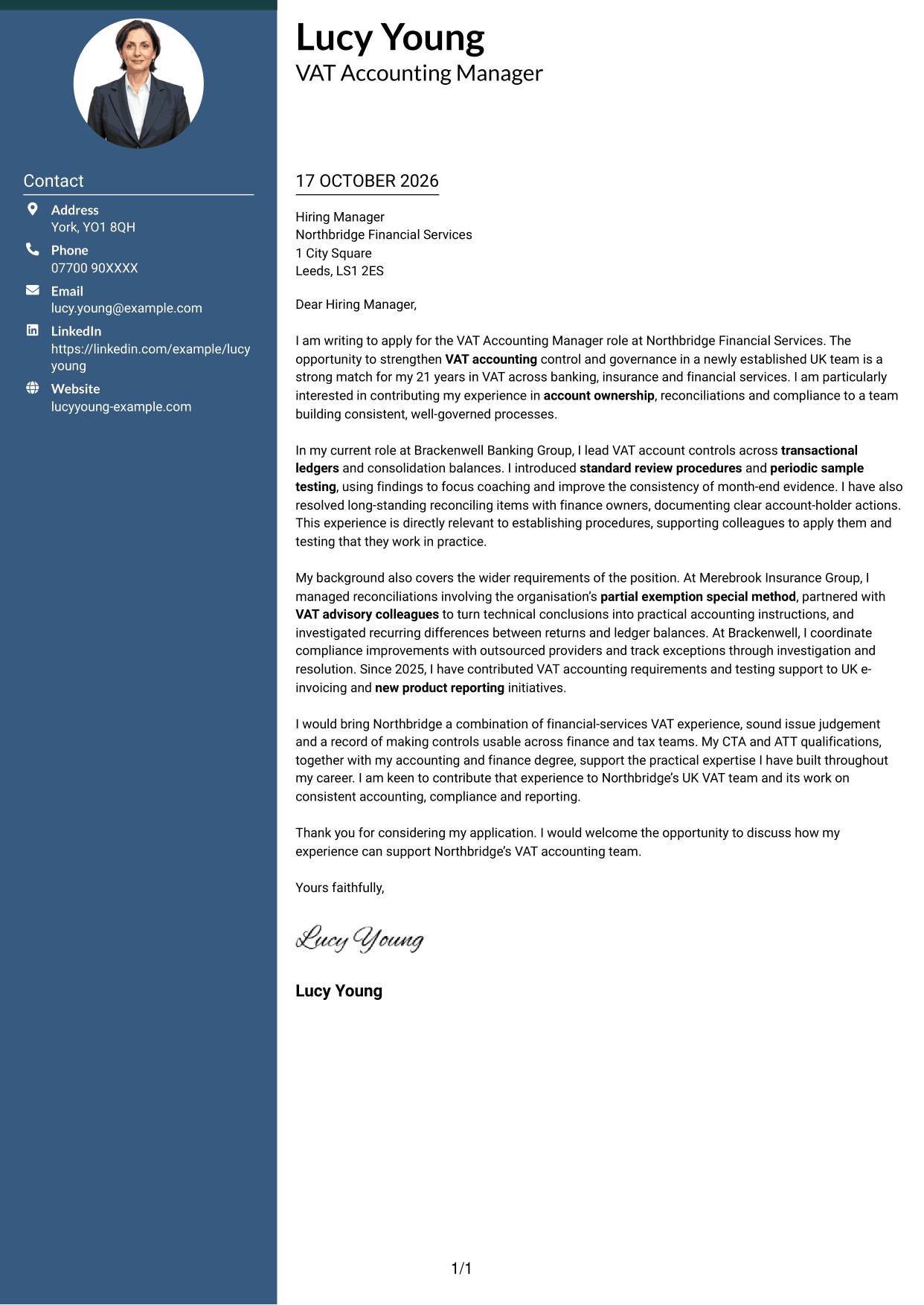 Cover letter example — page 1