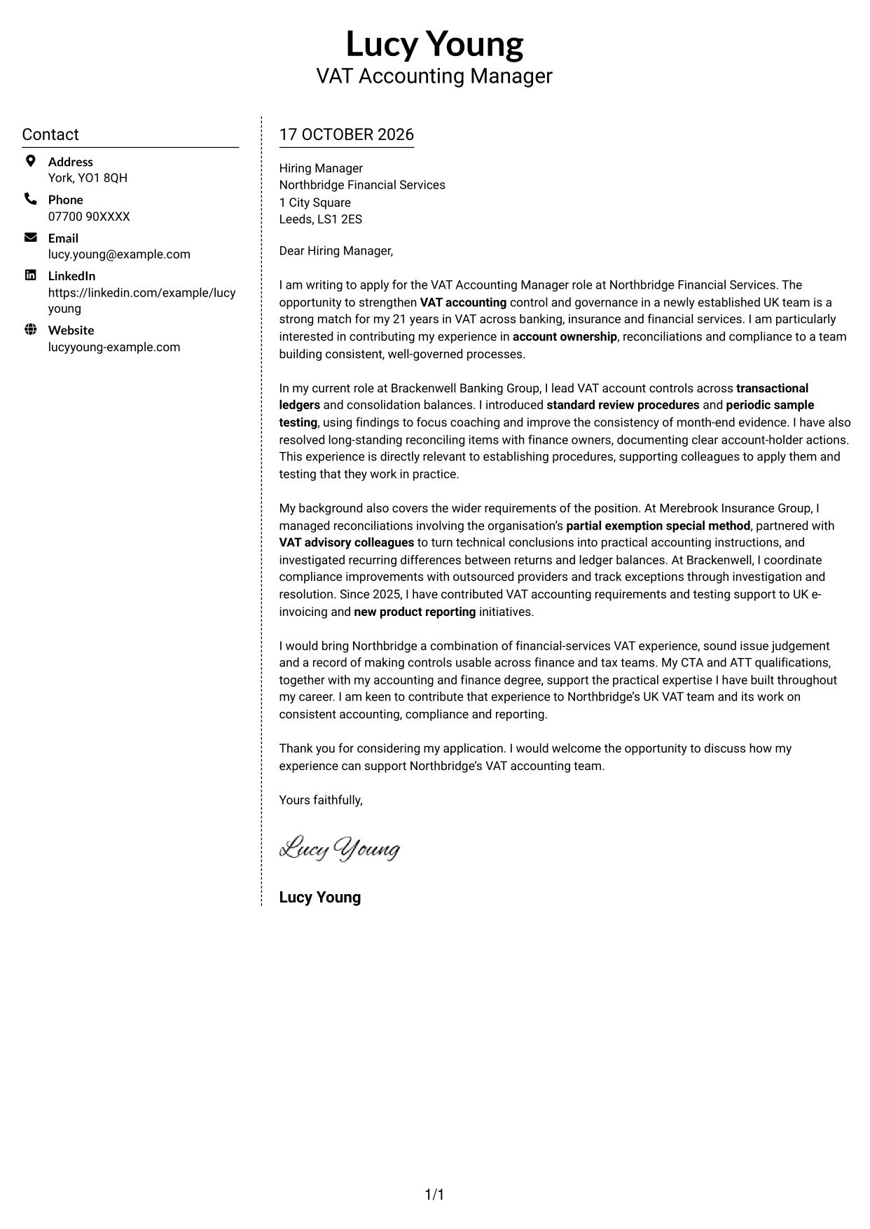 Cover letter example — page 1