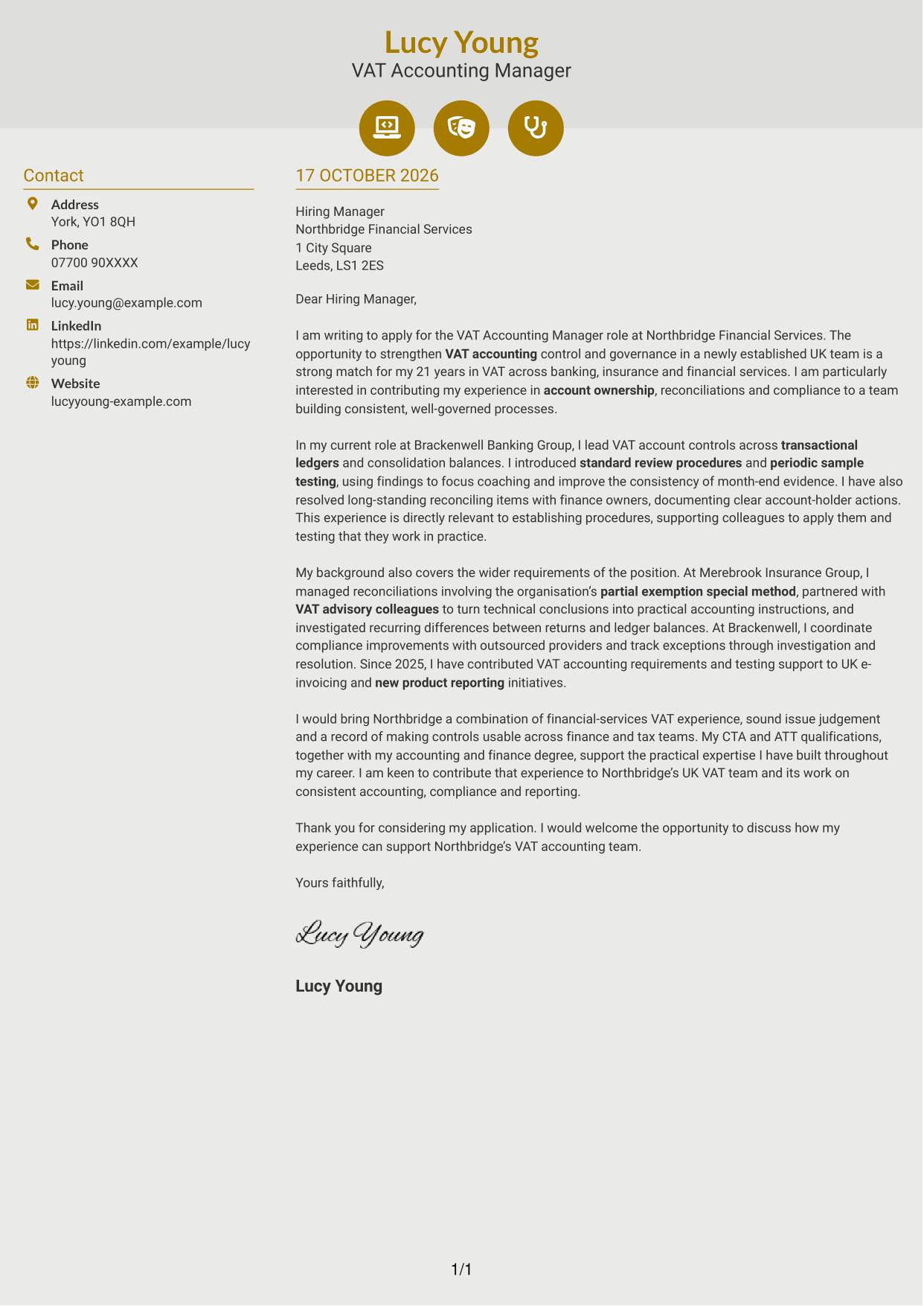 Cover letter example — page 1