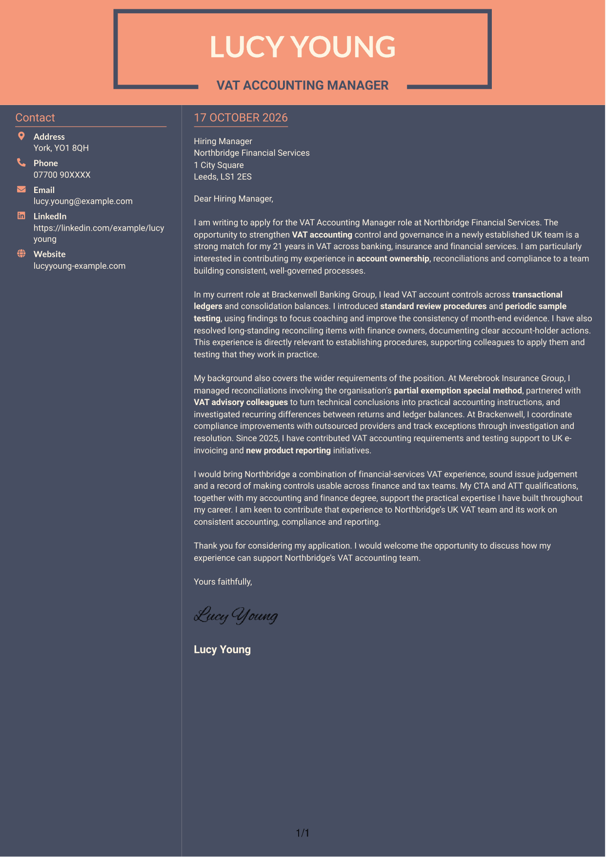 Cover letter example — page 1