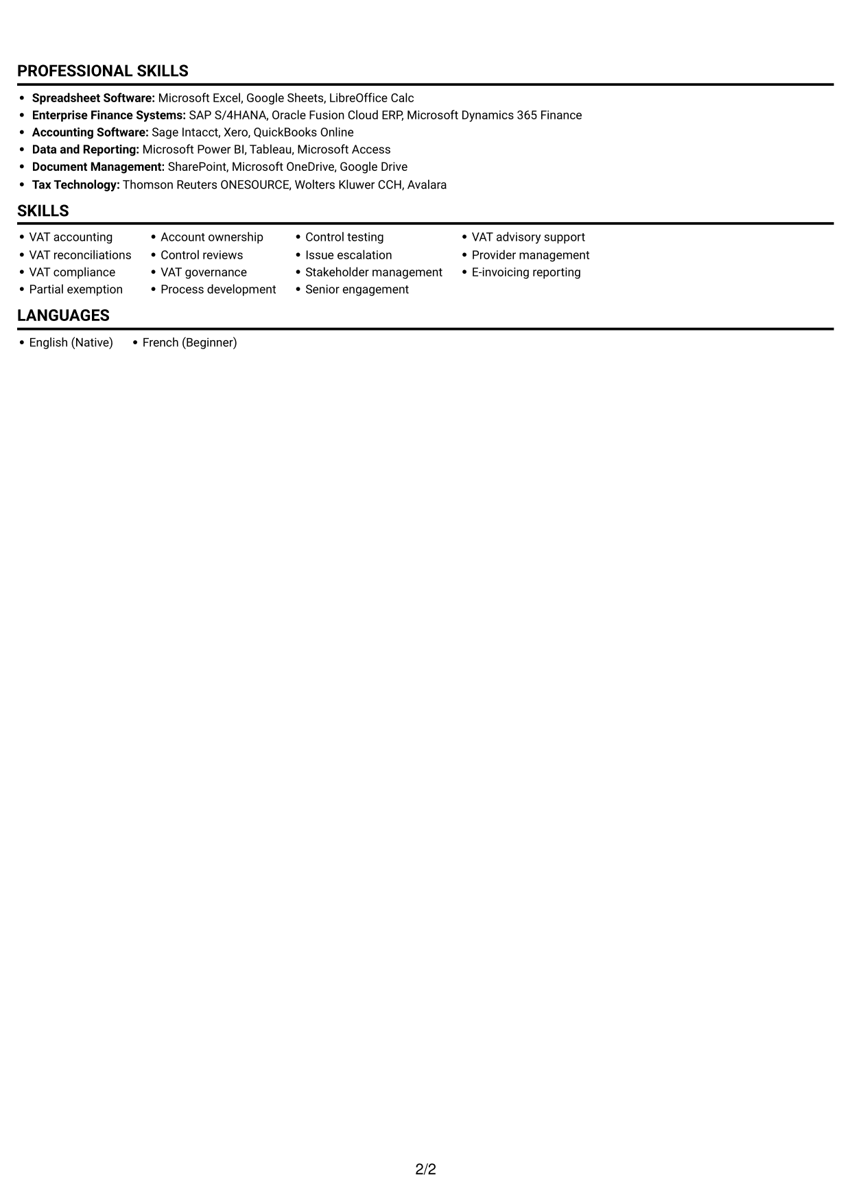CV example — page 2
