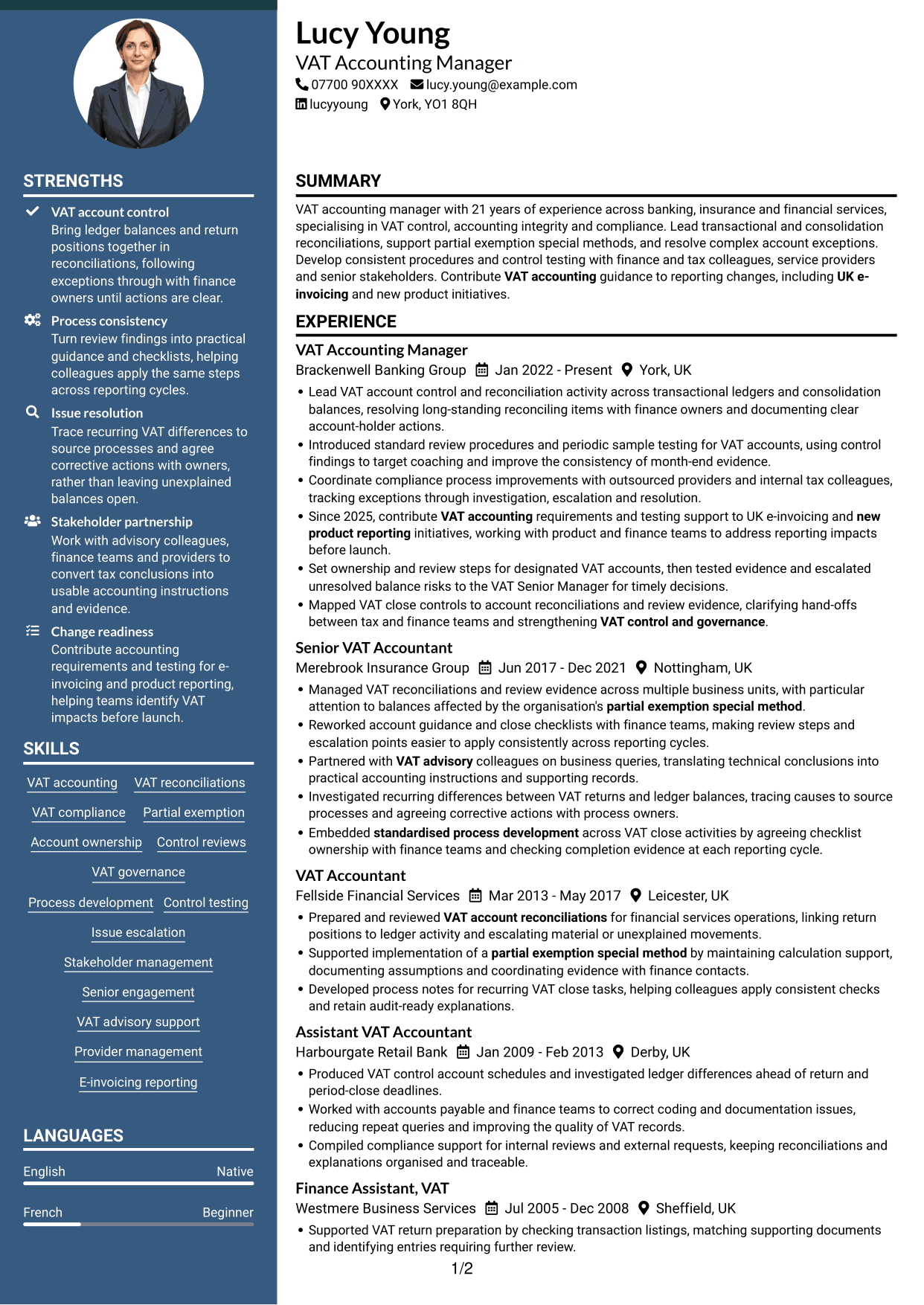 CV example — page 1
