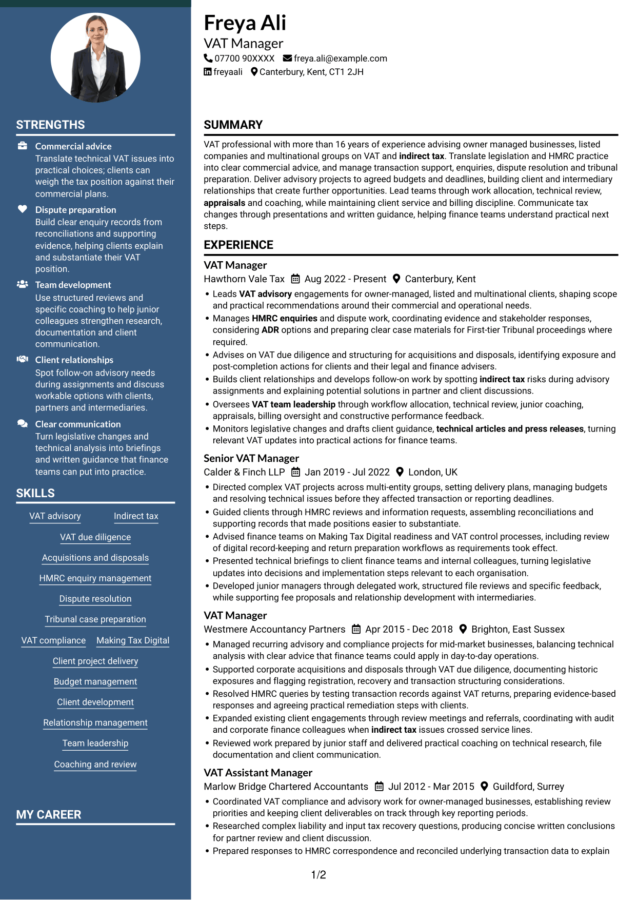 CV example — page 1