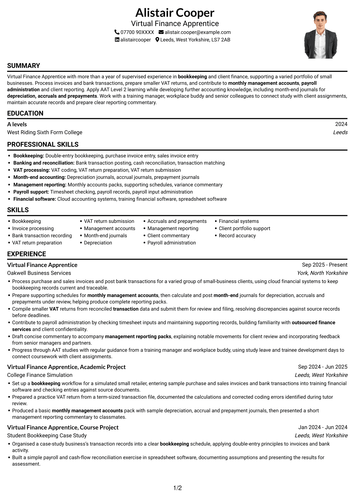 CV example — page 1