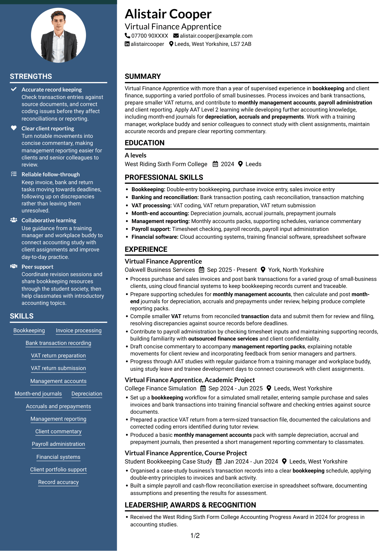 CV example — page 1
