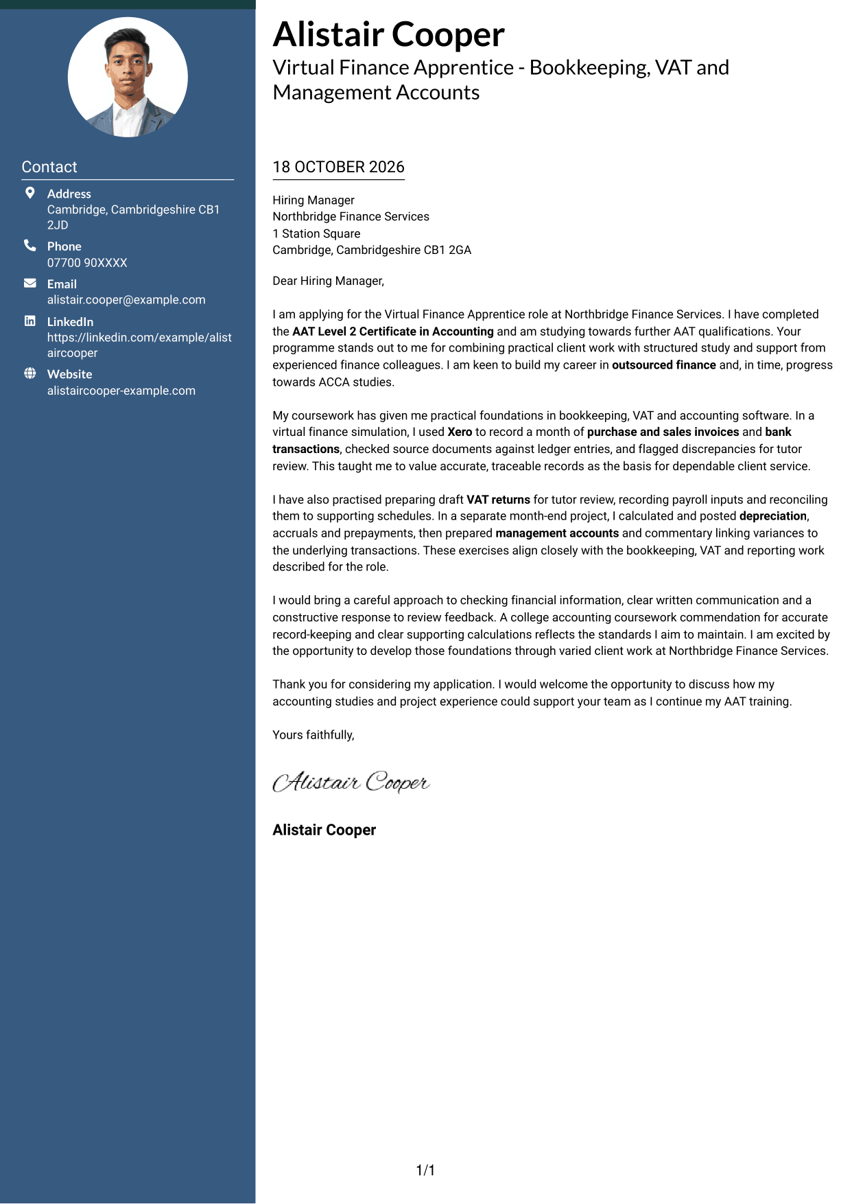 Cover letter example — page 1