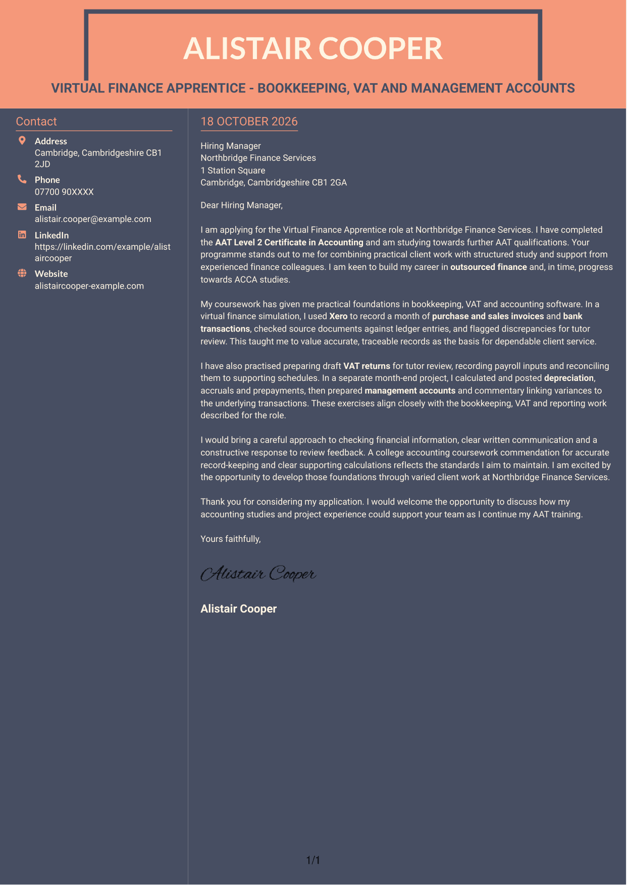 Cover letter example — page 1