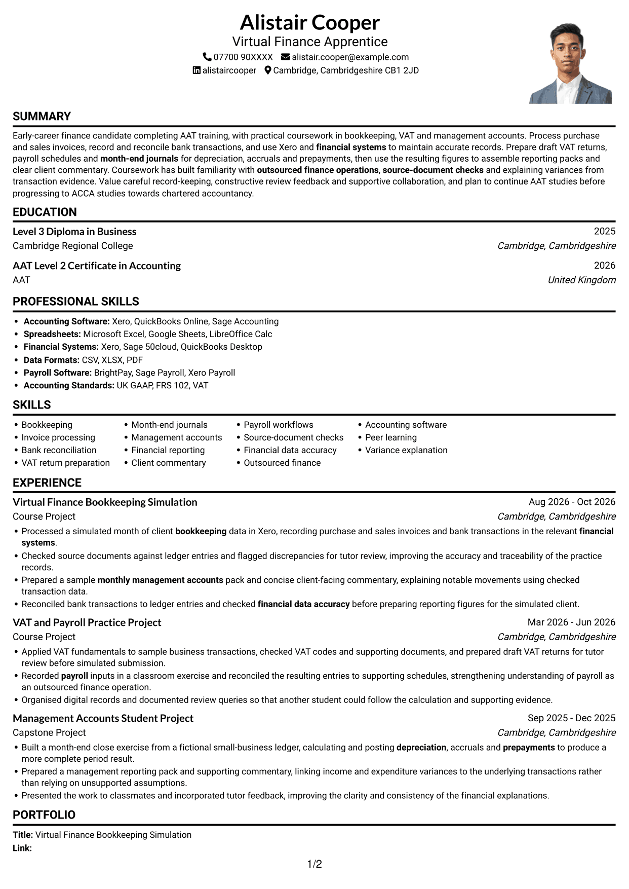 CV example — page 1