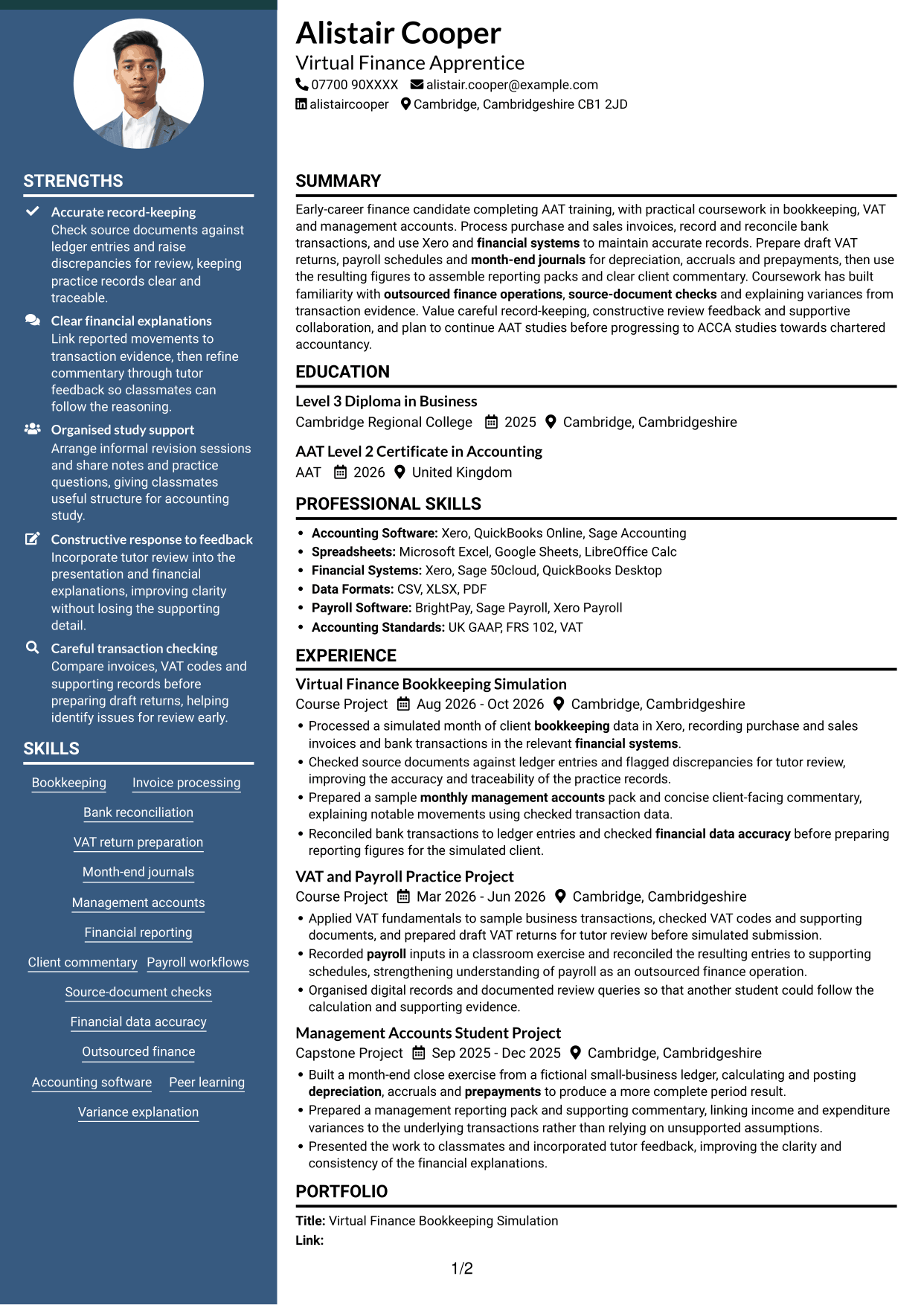 CV example — page 1