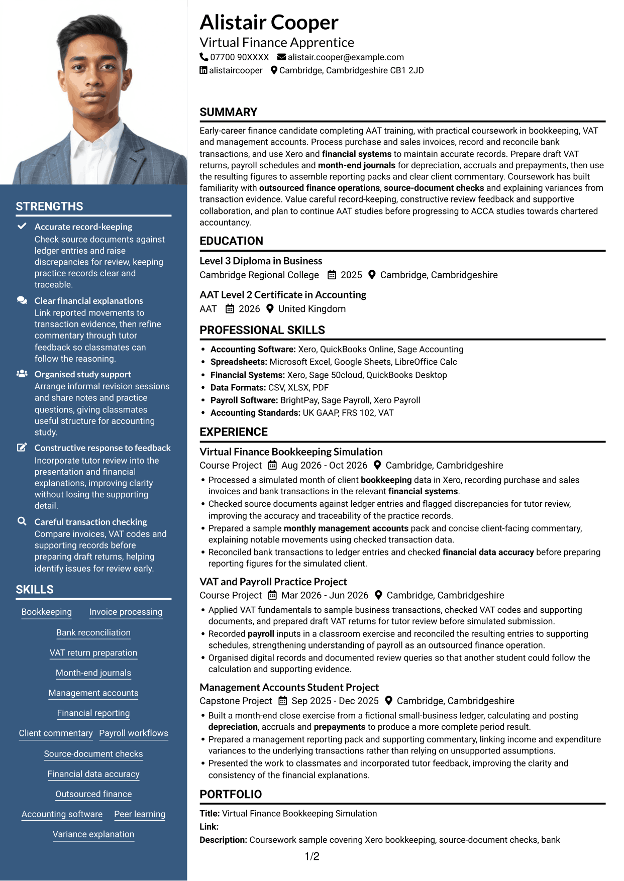 CV example — page 1