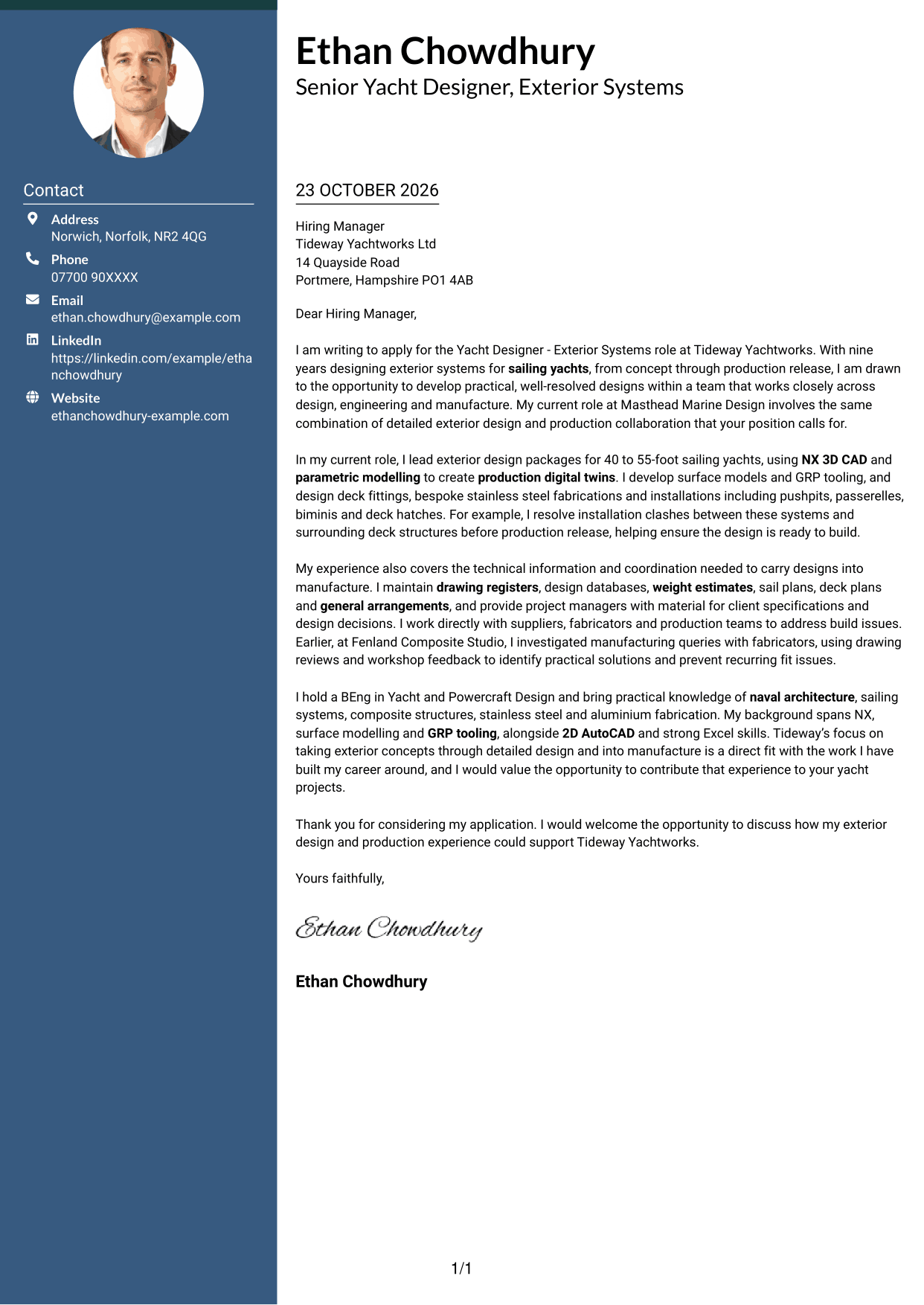 Cover letter example — page 1