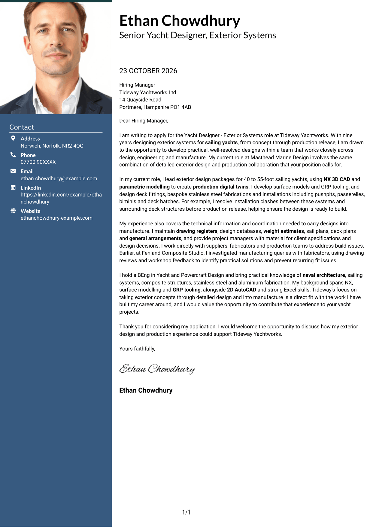 Cover letter example — page 1