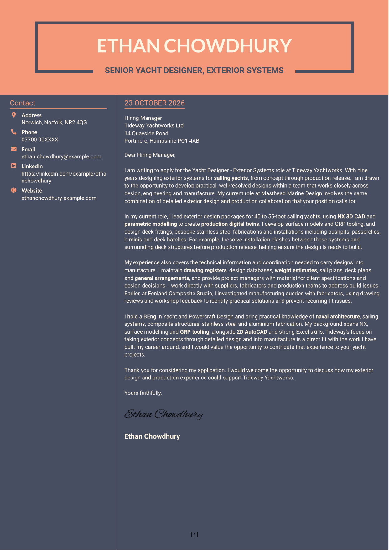 Cover letter example — page 1