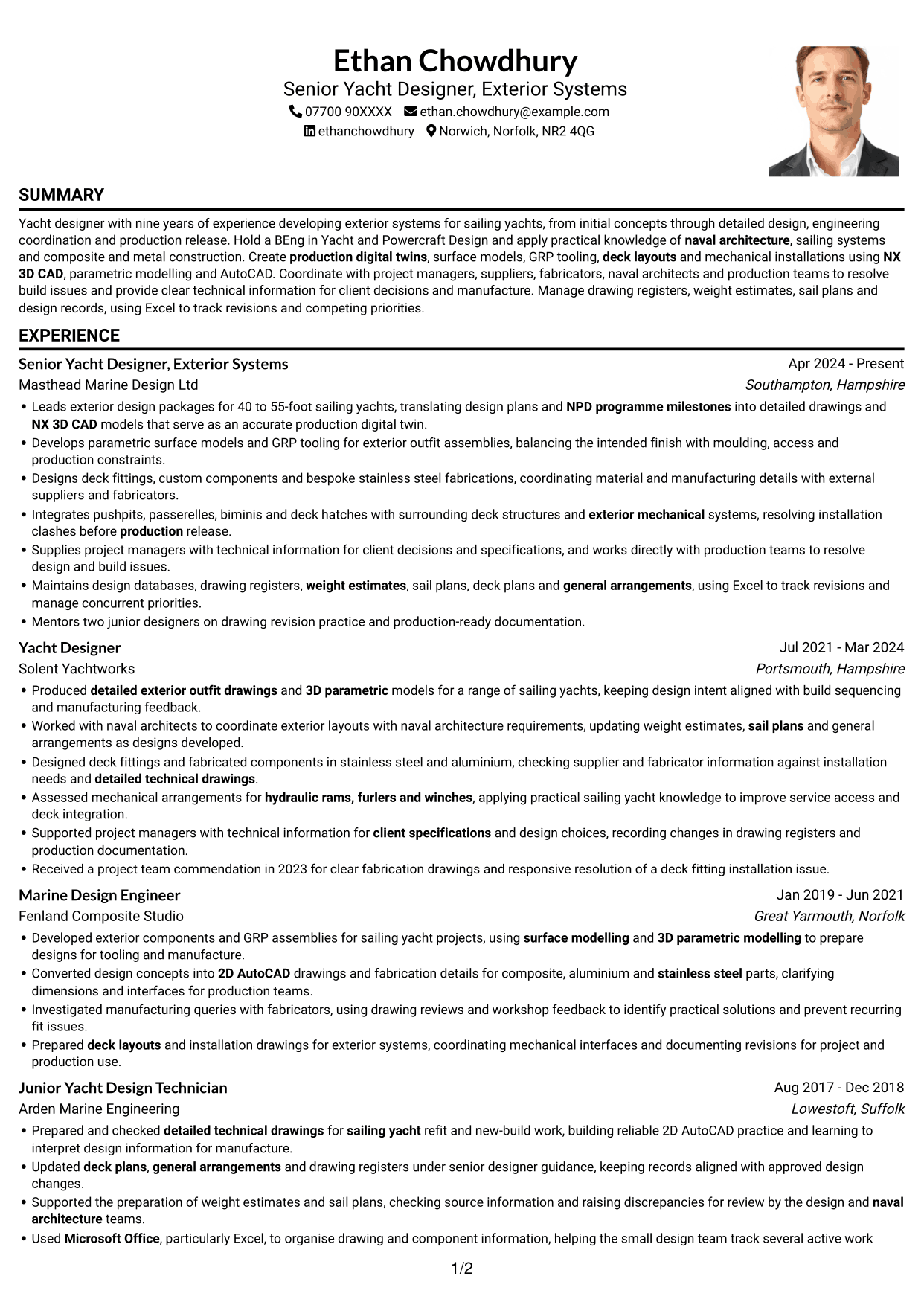 CV example — page 1