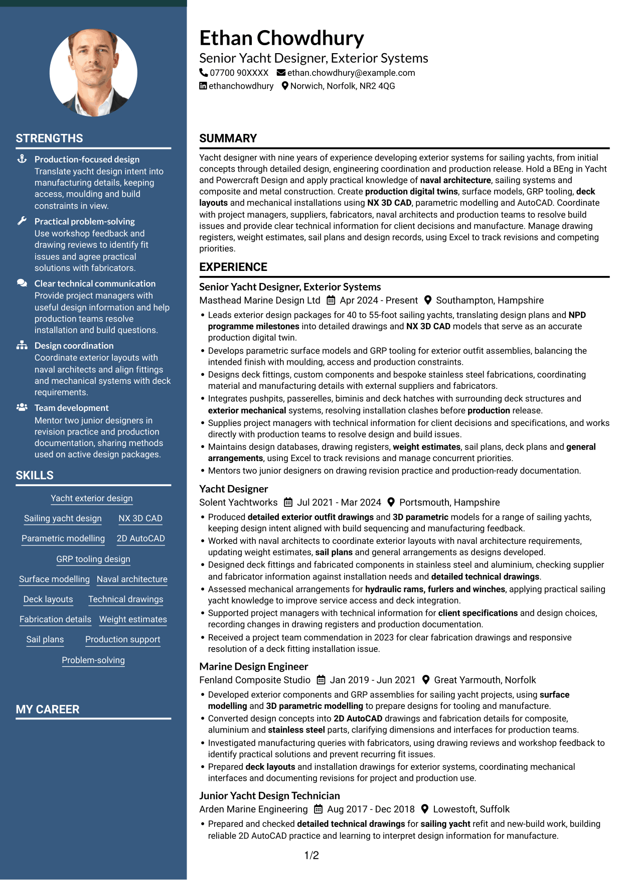 CV example — page 1