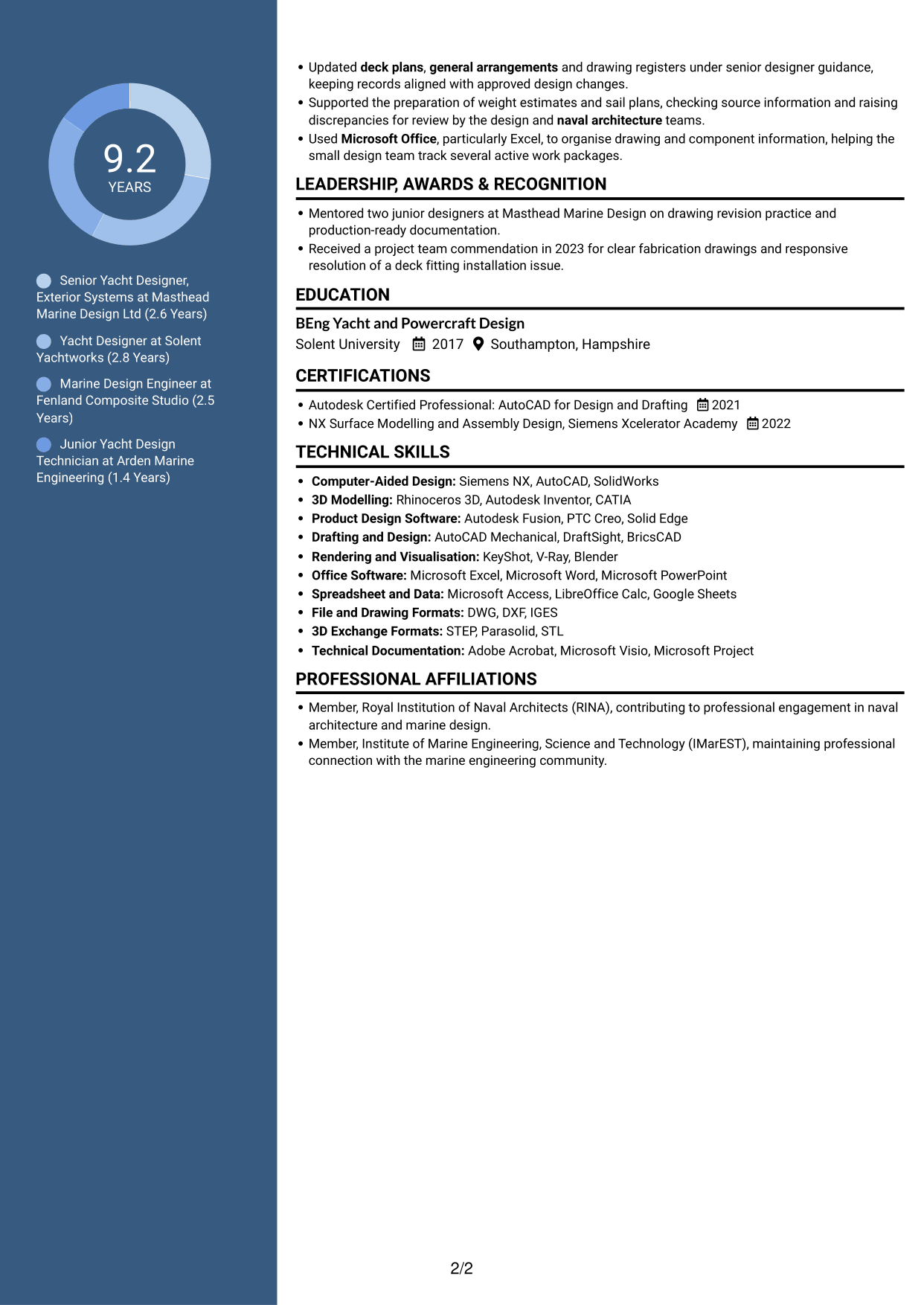 CV example — page 2