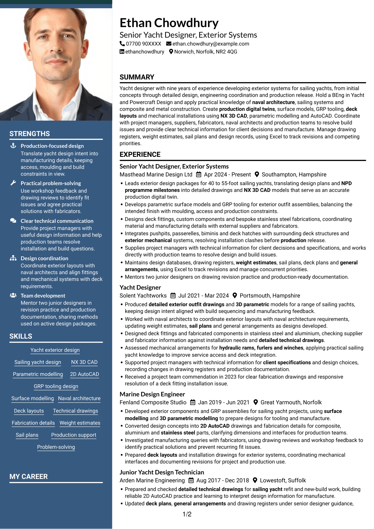 CV example — page 1