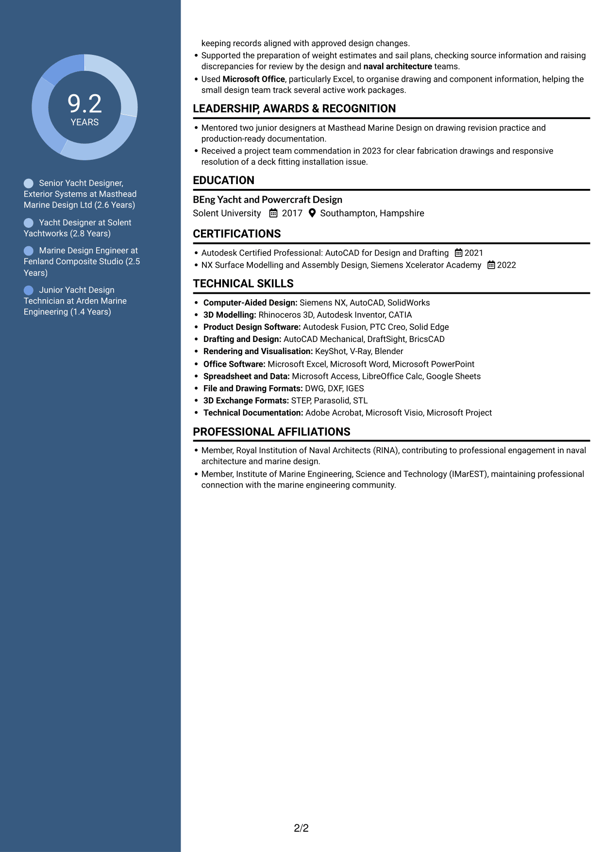 CV example — page 2