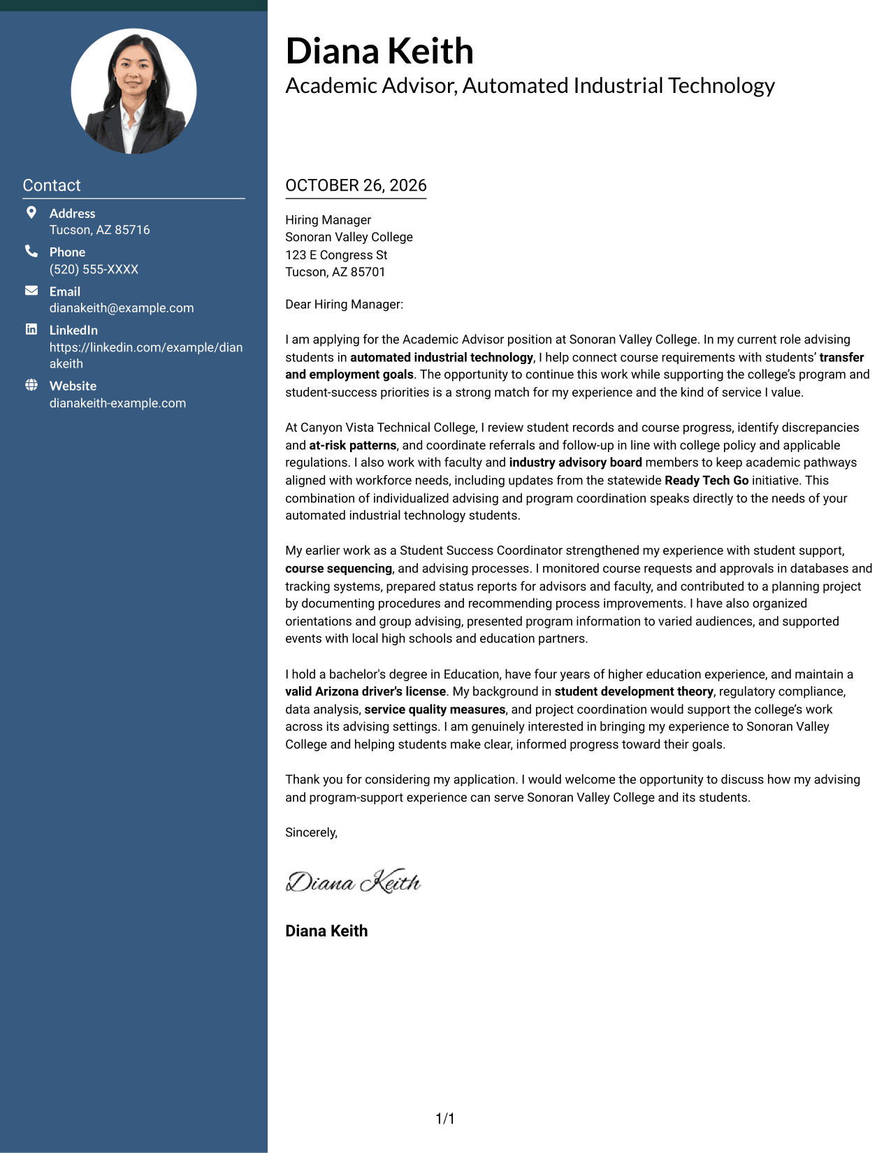 Cover letter example — page 1