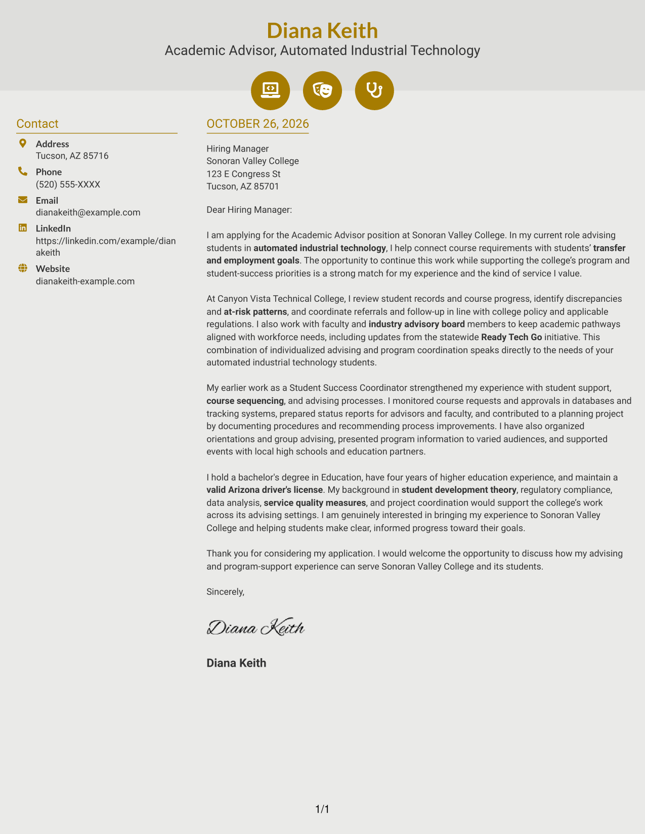 Cover letter example — page 1