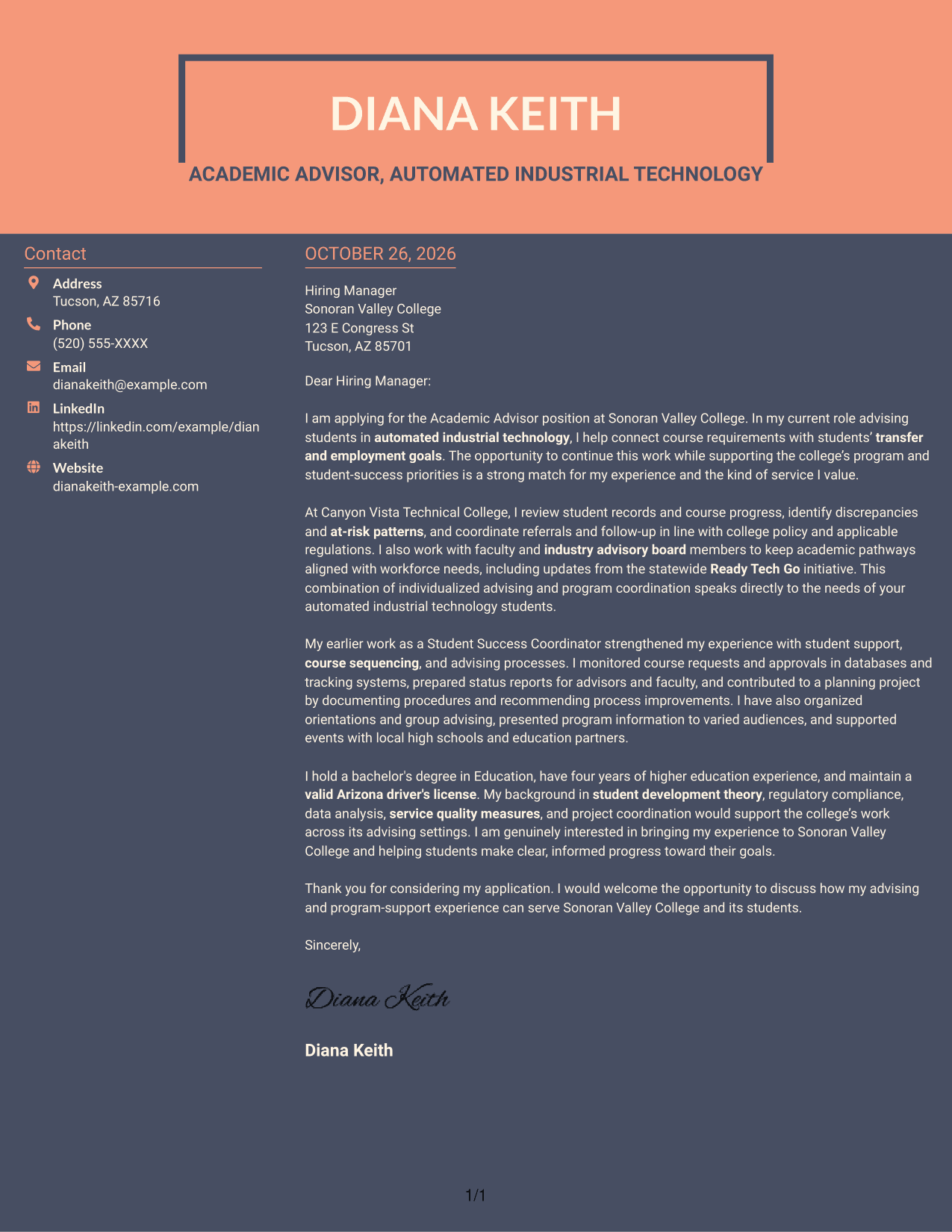 Cover letter example — page 1