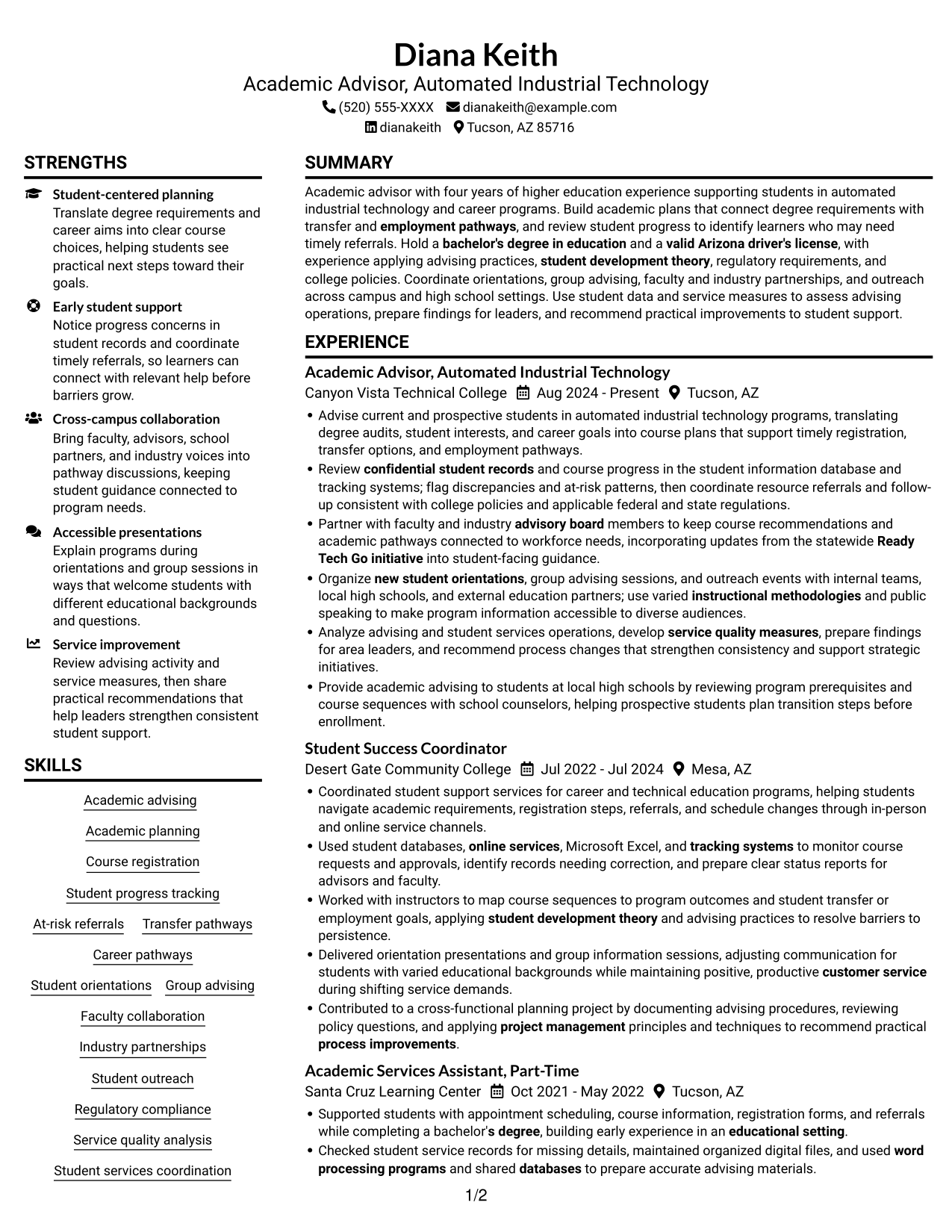 Resume example — page 1
