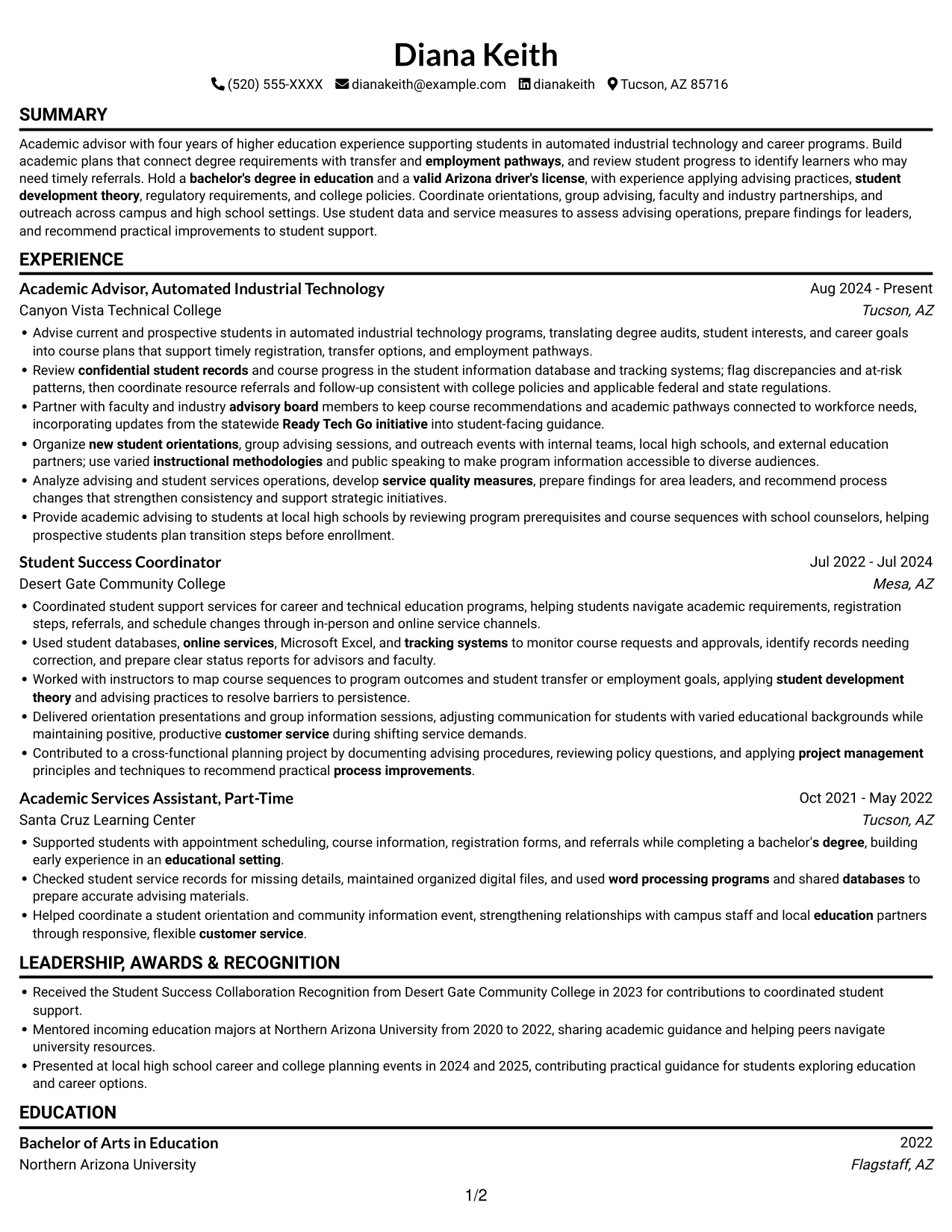 Resume example — page 1