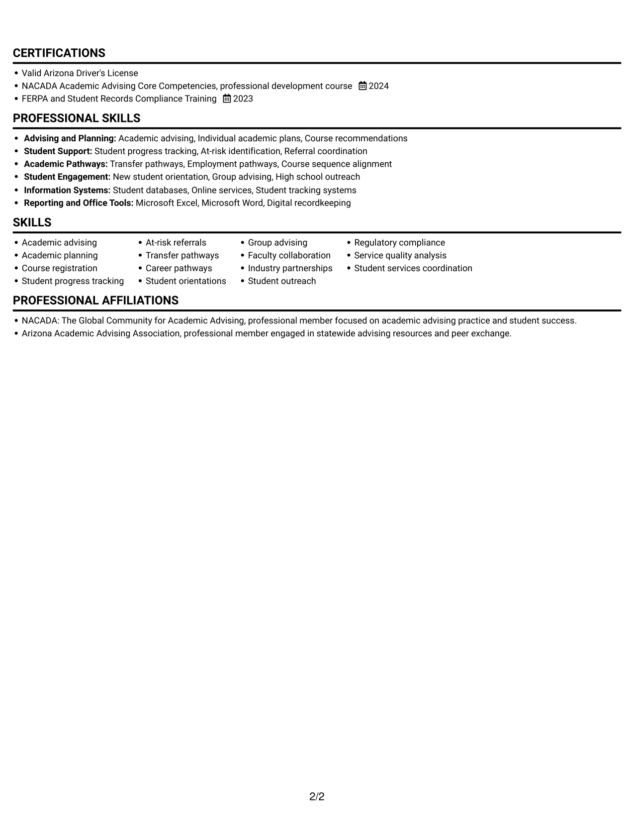 Resume example — page 2