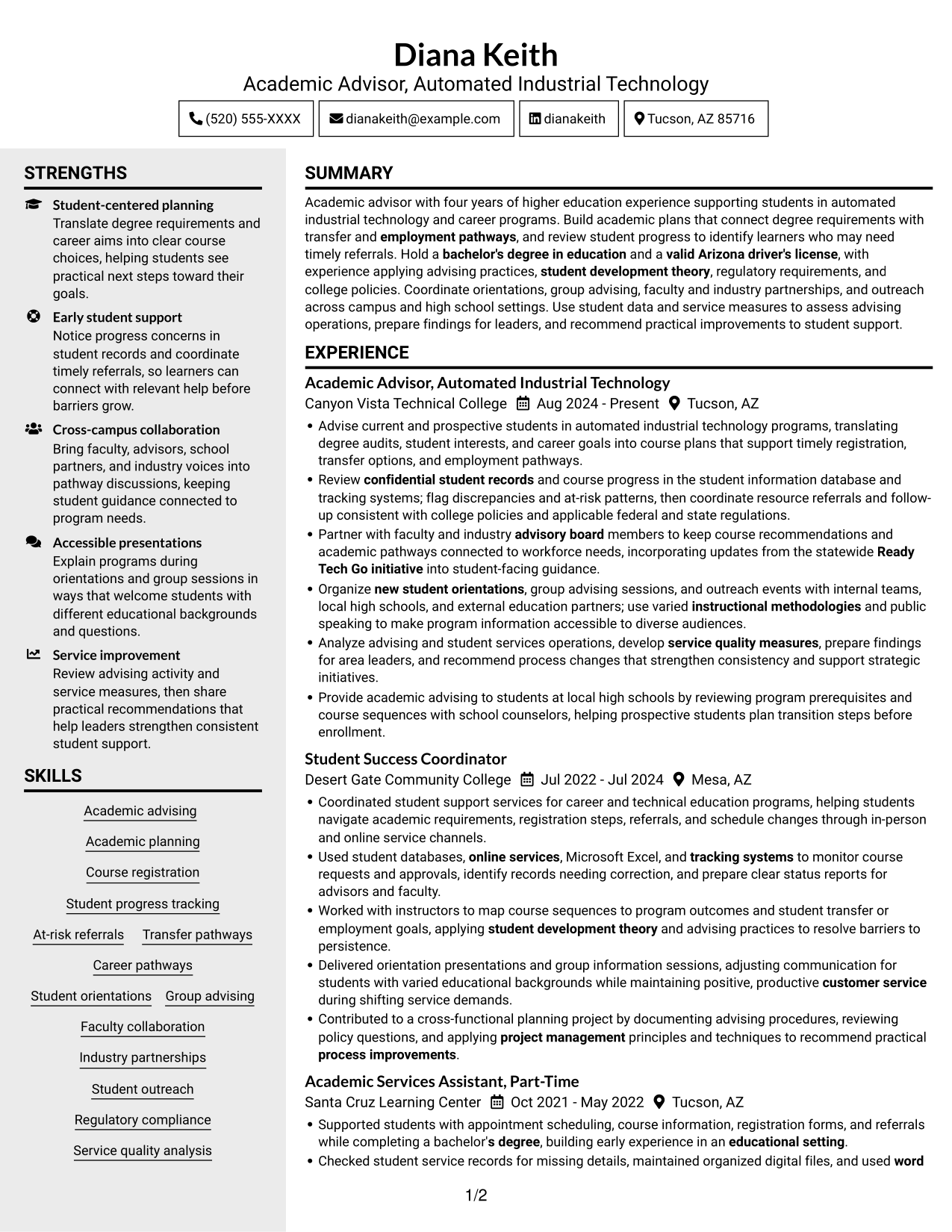 Resume example — page 1
