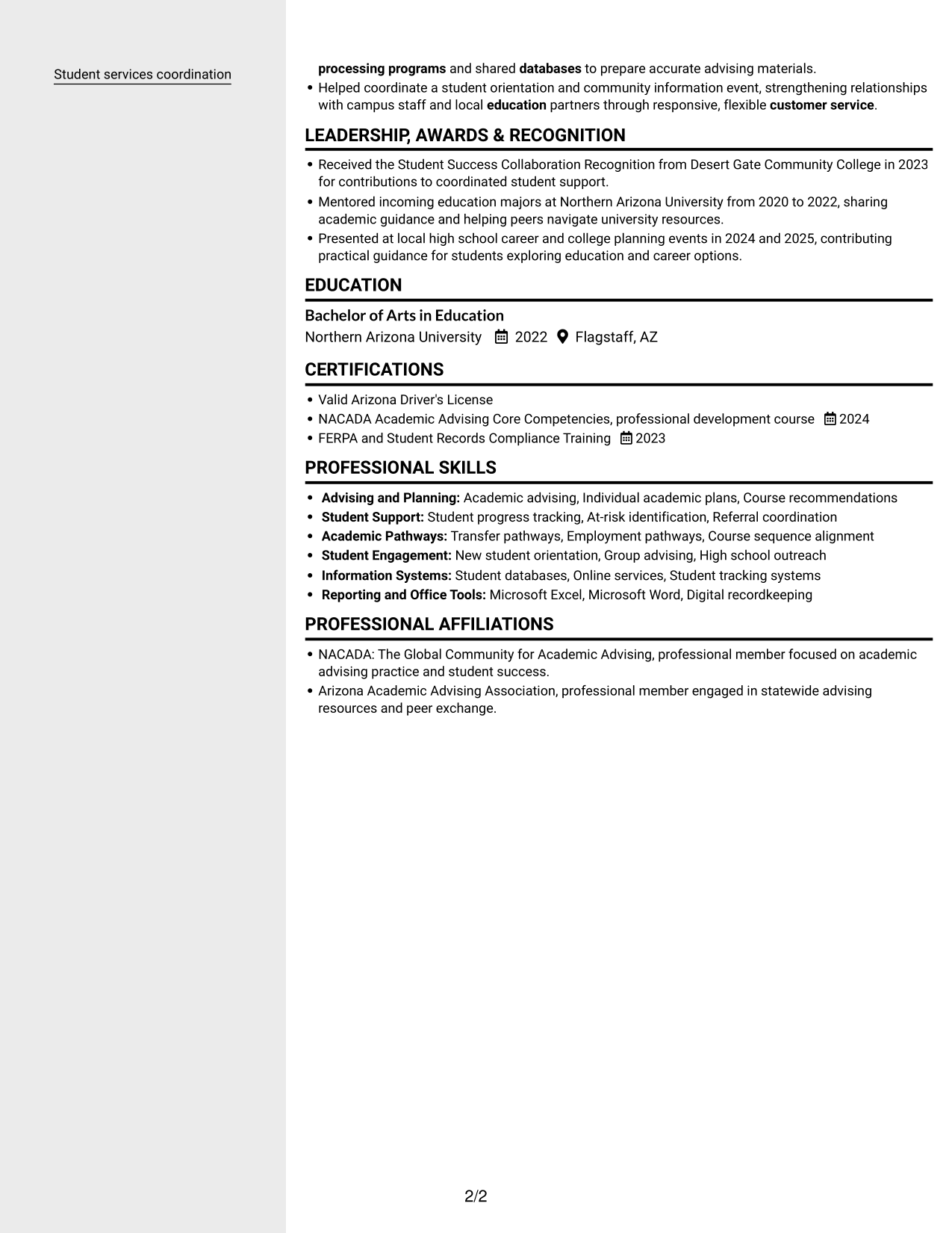 Resume example — page 2