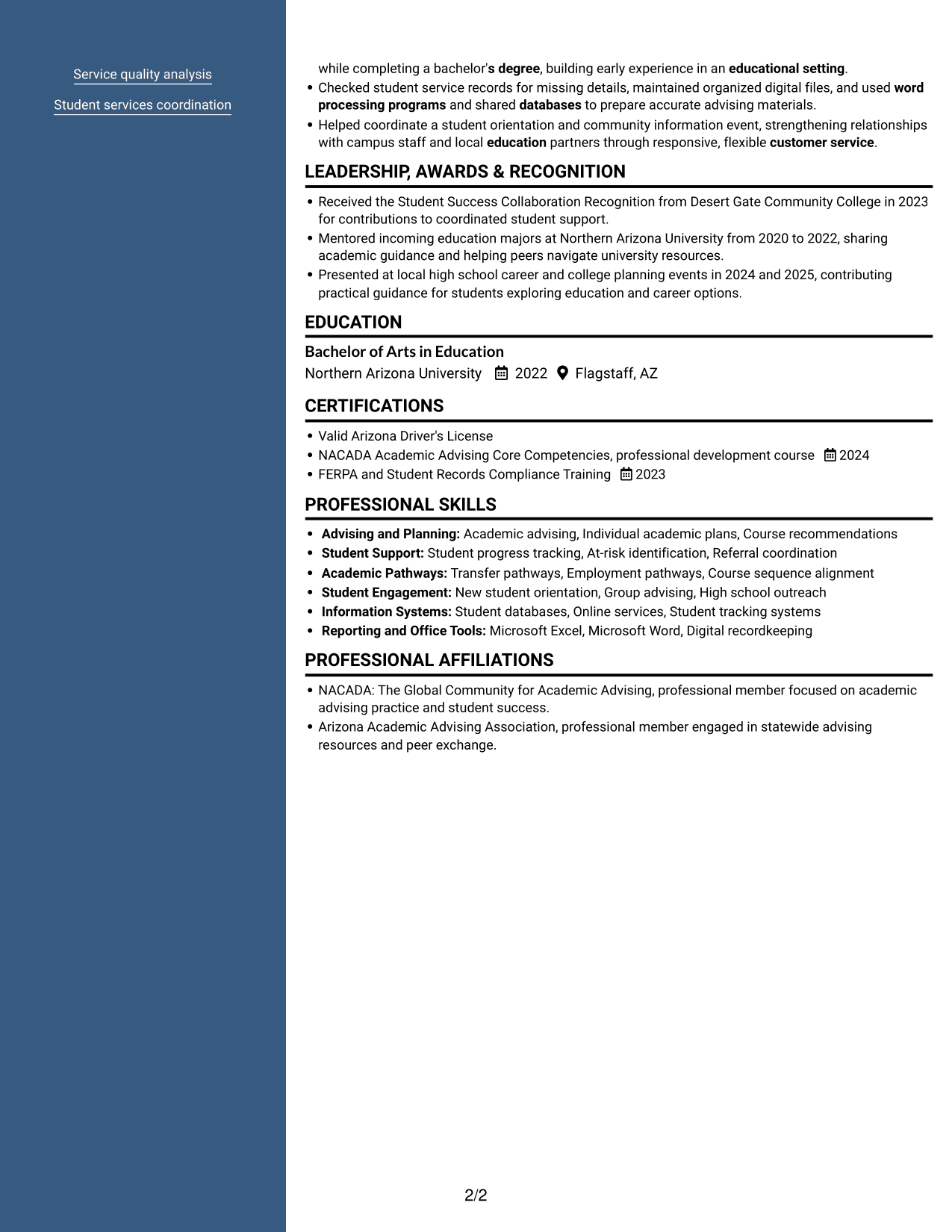 Resume example — page 2