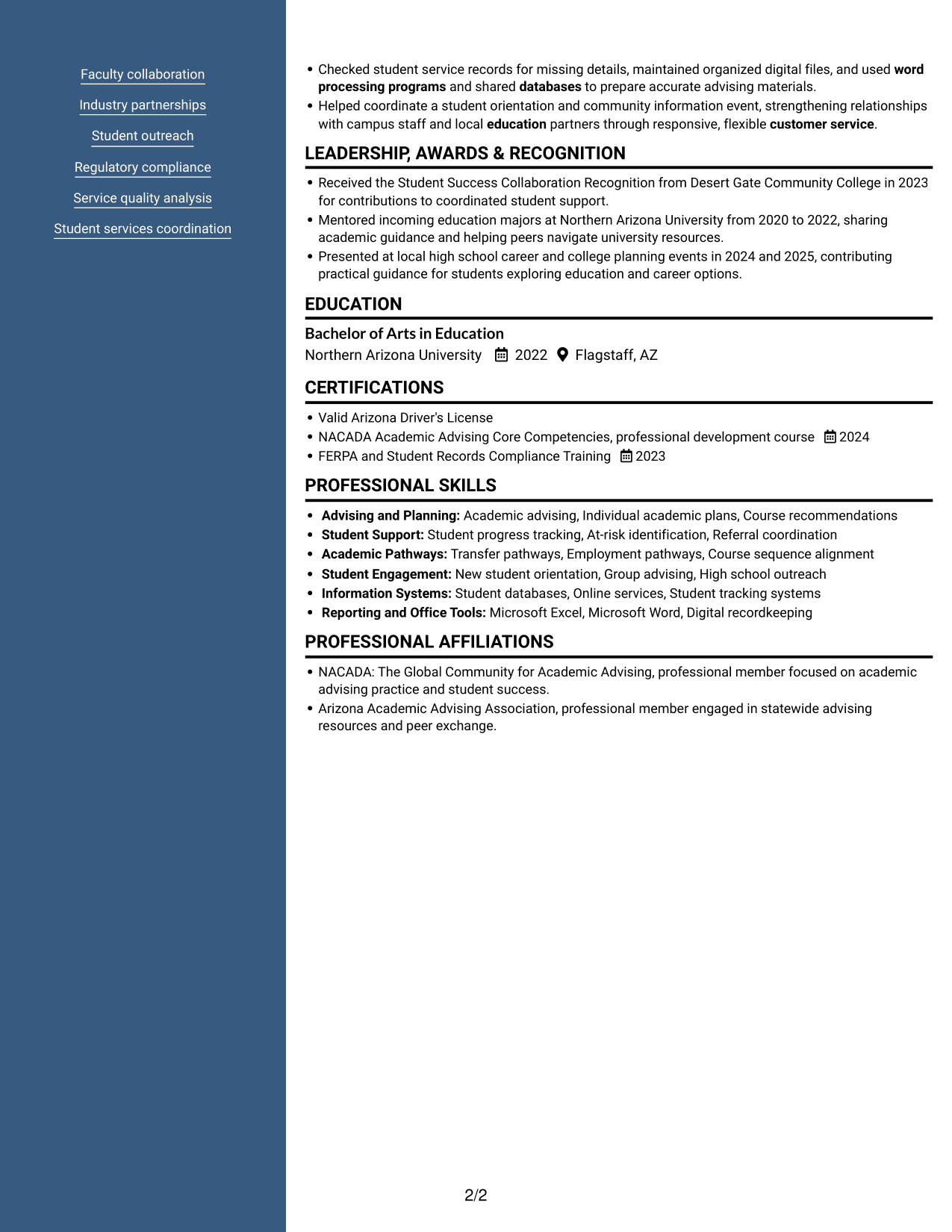 Resume example — page 2
