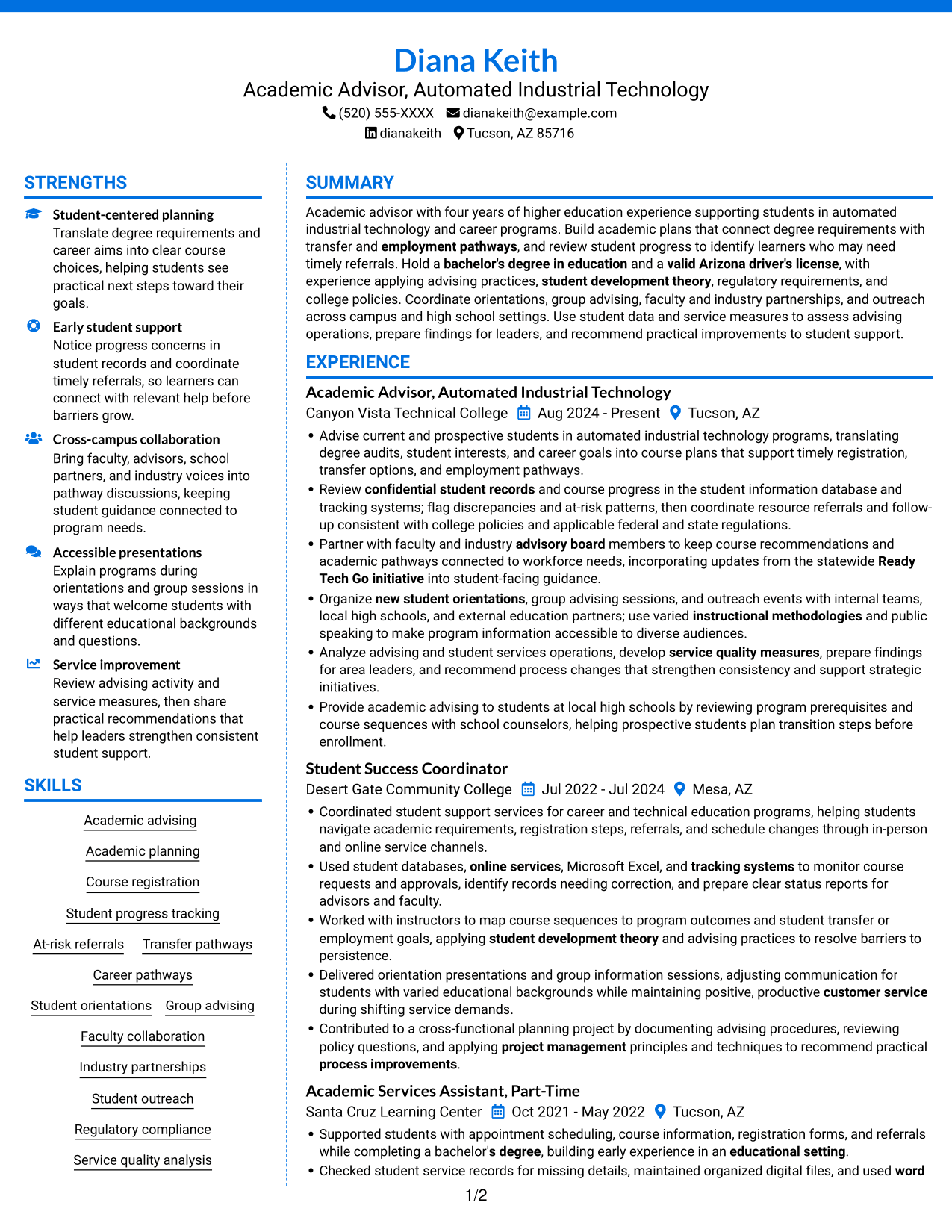 Resume example — page 1