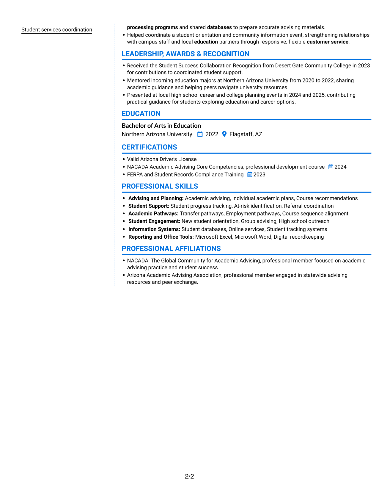 Resume example — page 2