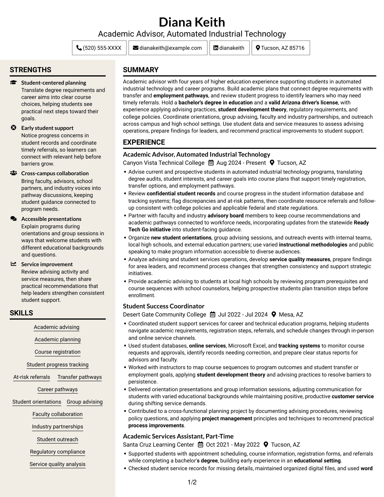Resume example — page 1