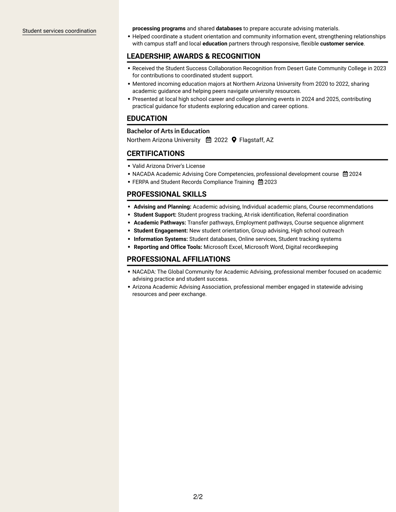 Resume example — page 2