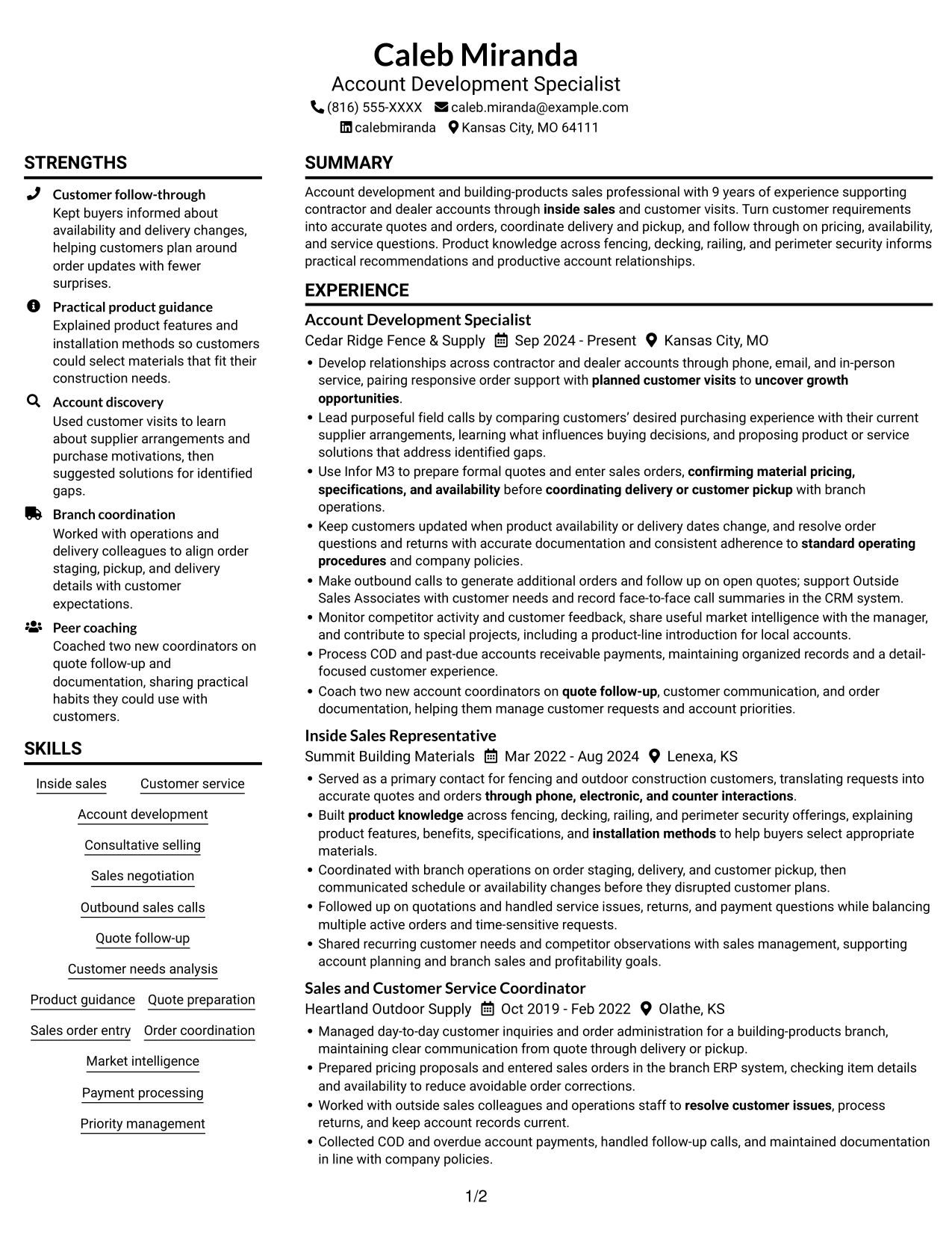 Resume example — page 1