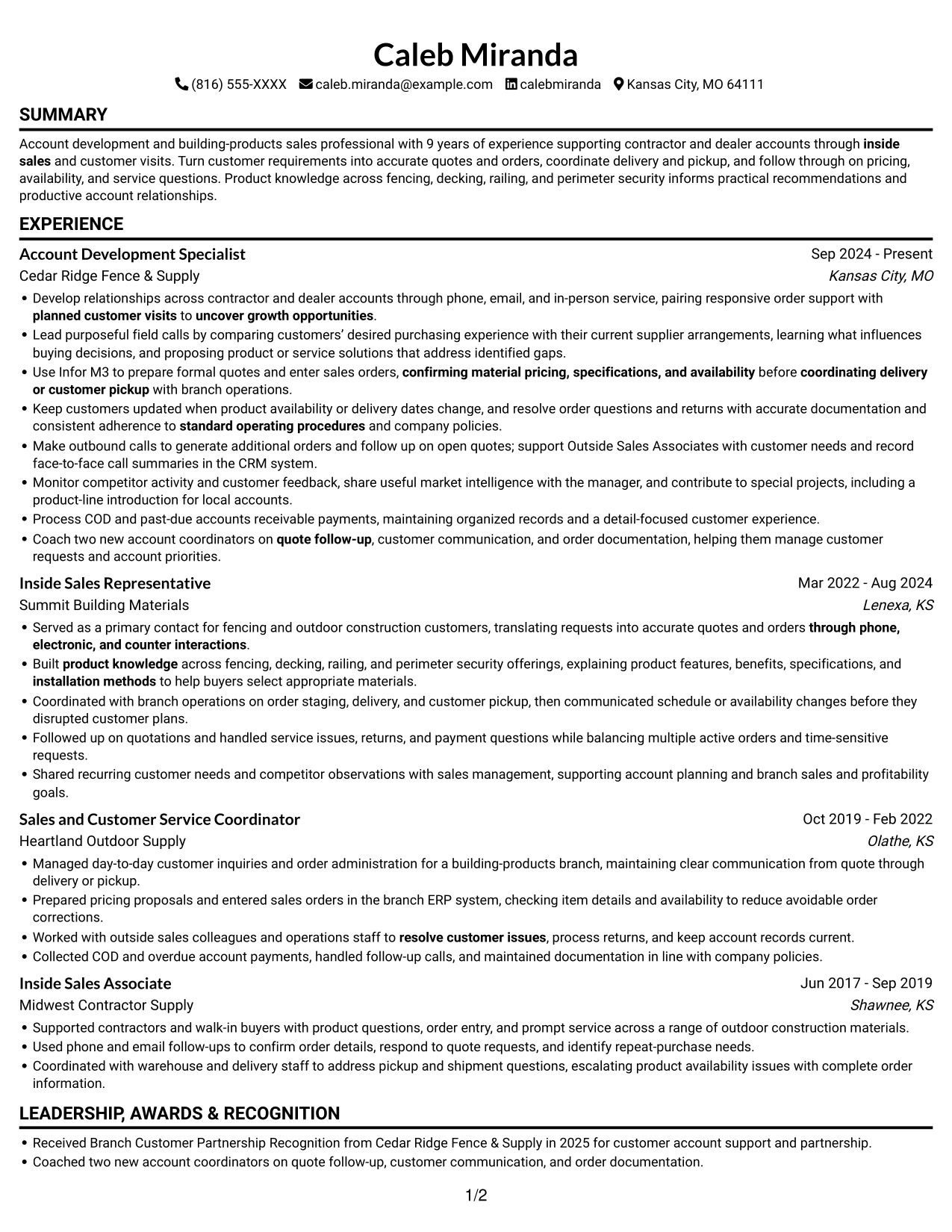 Resume example — page 1