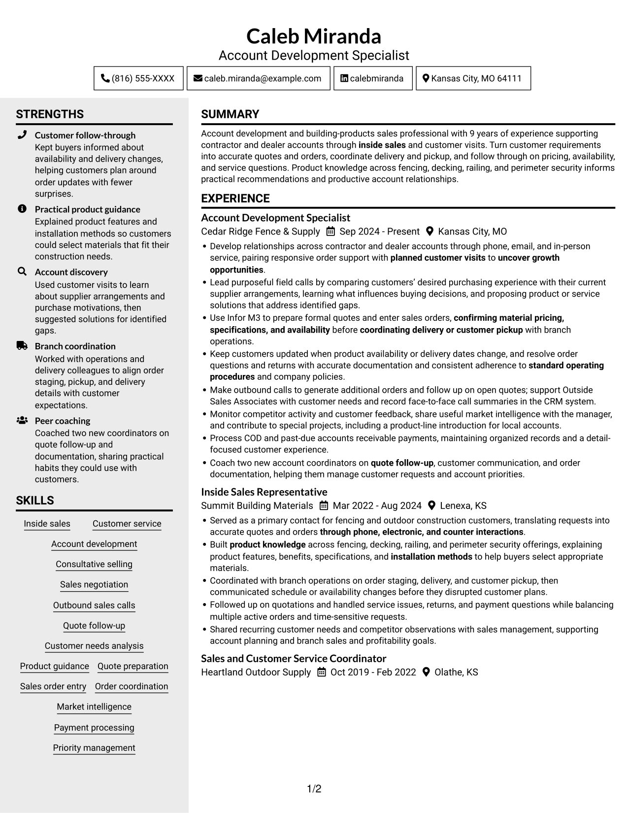 Resume example — page 1