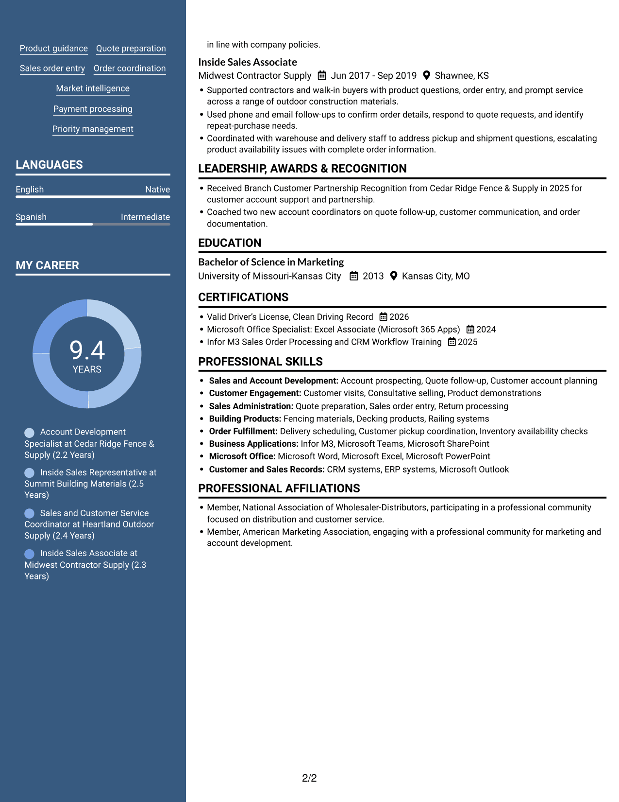 Resume example — page 2