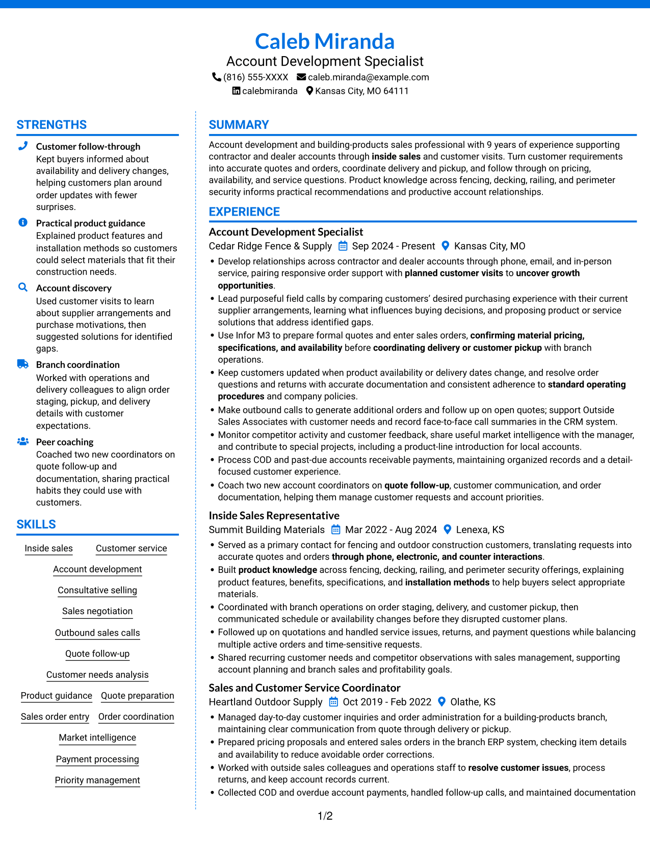 Resume example — page 1