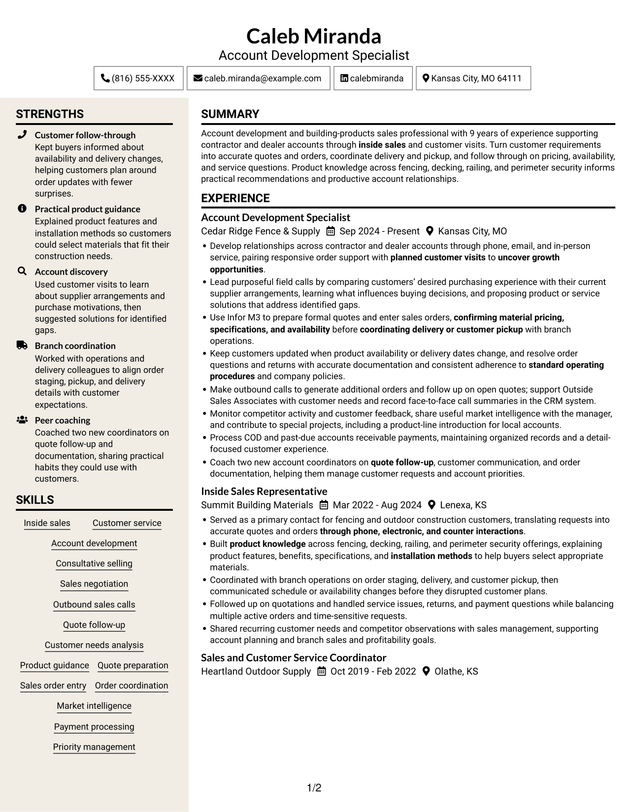 Resume example — page 1