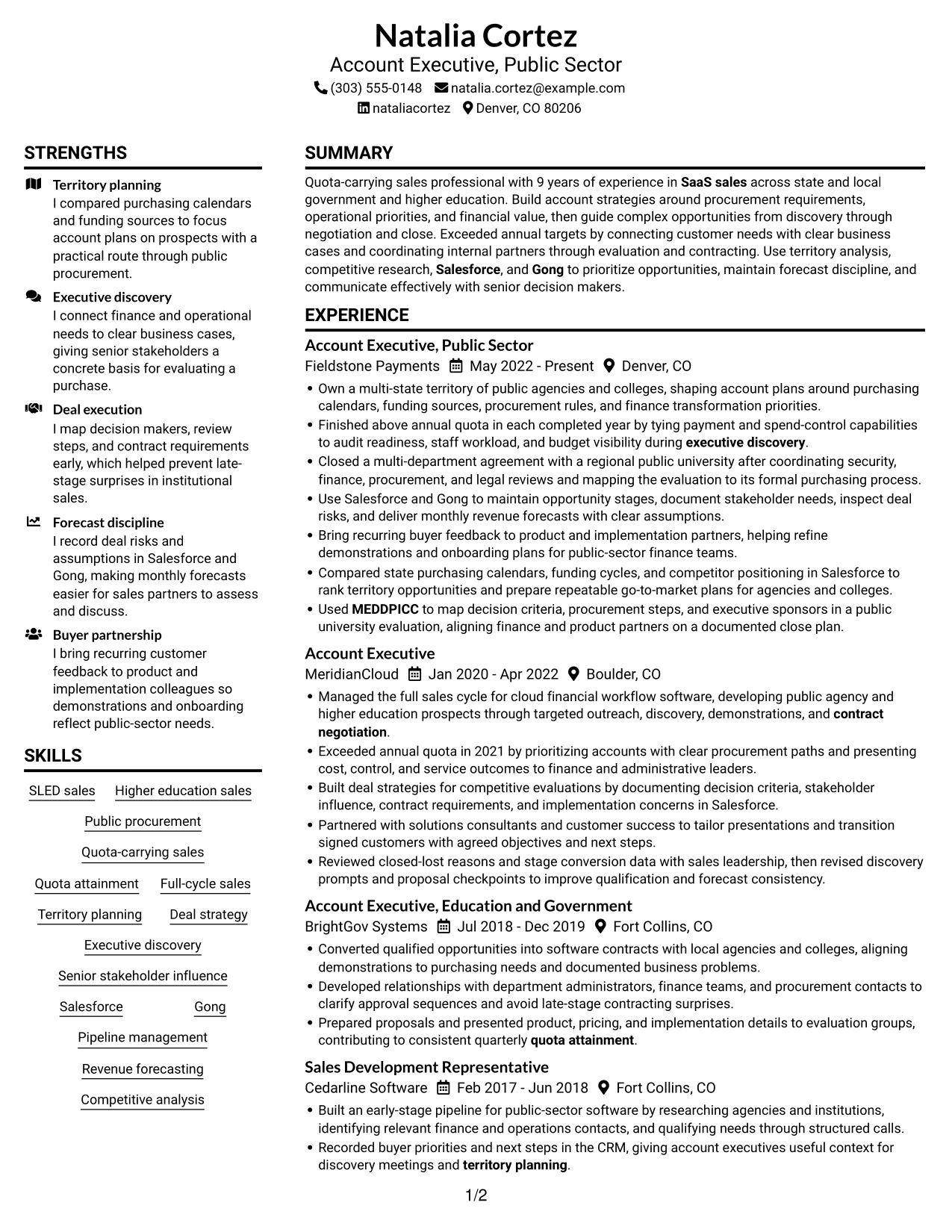 Resume example — page 1
