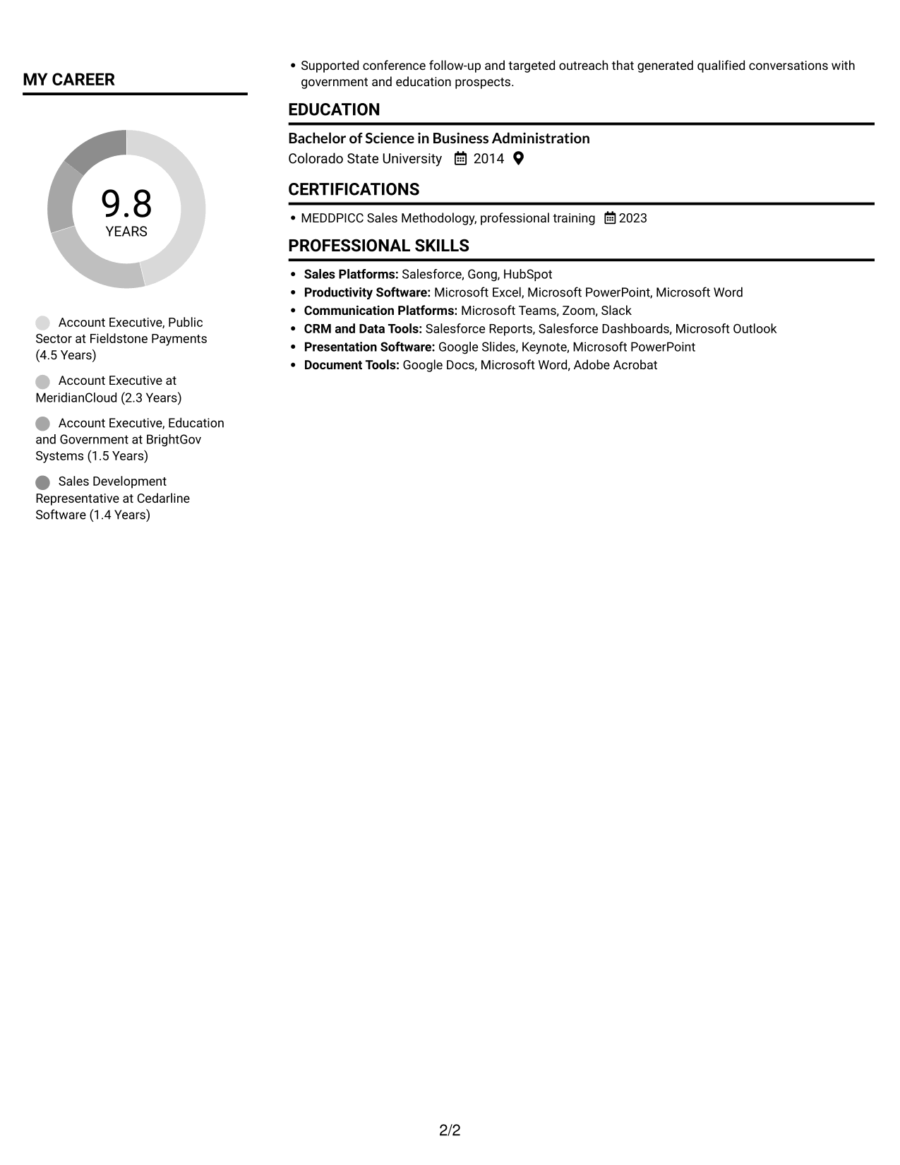 Resume example — page 2