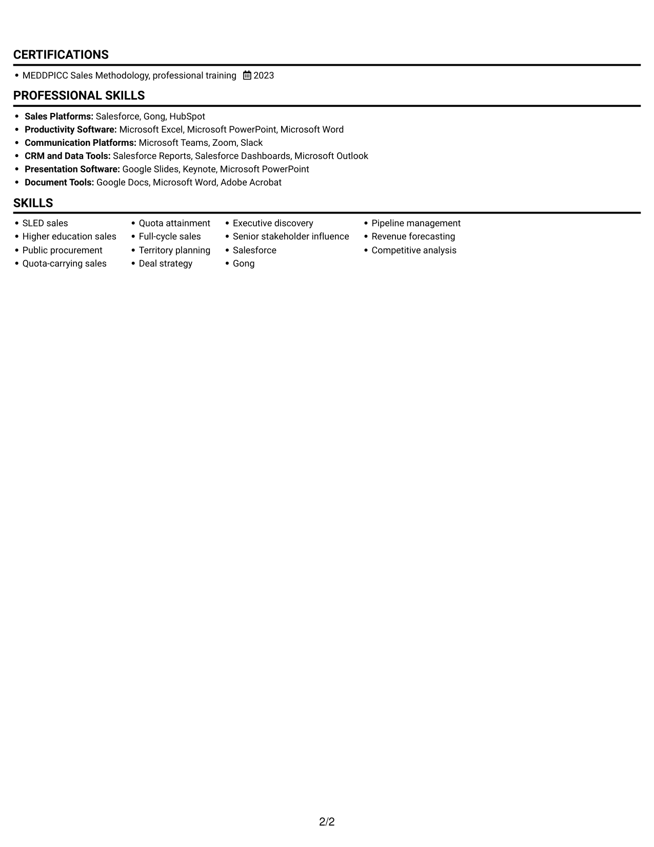 Resume example — page 2