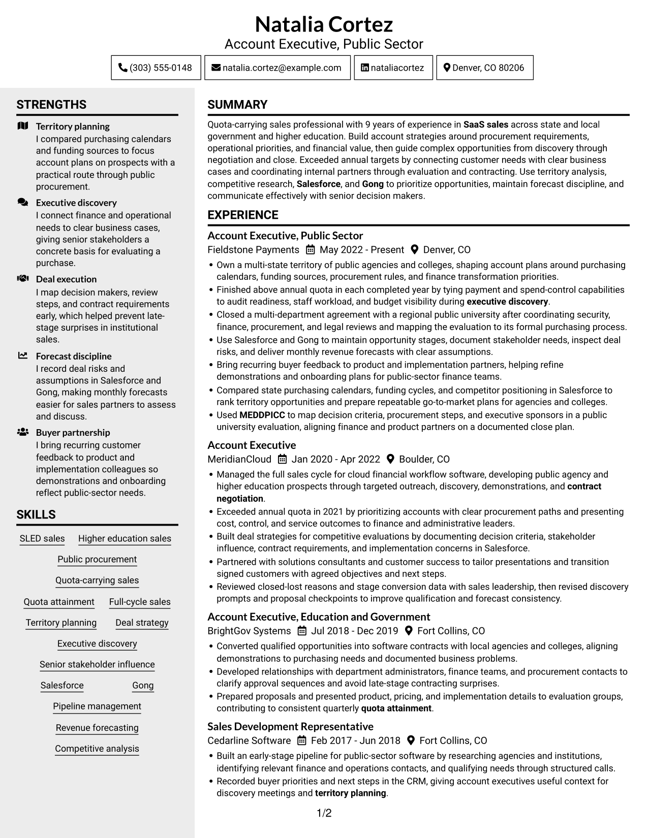 Resume example — page 1