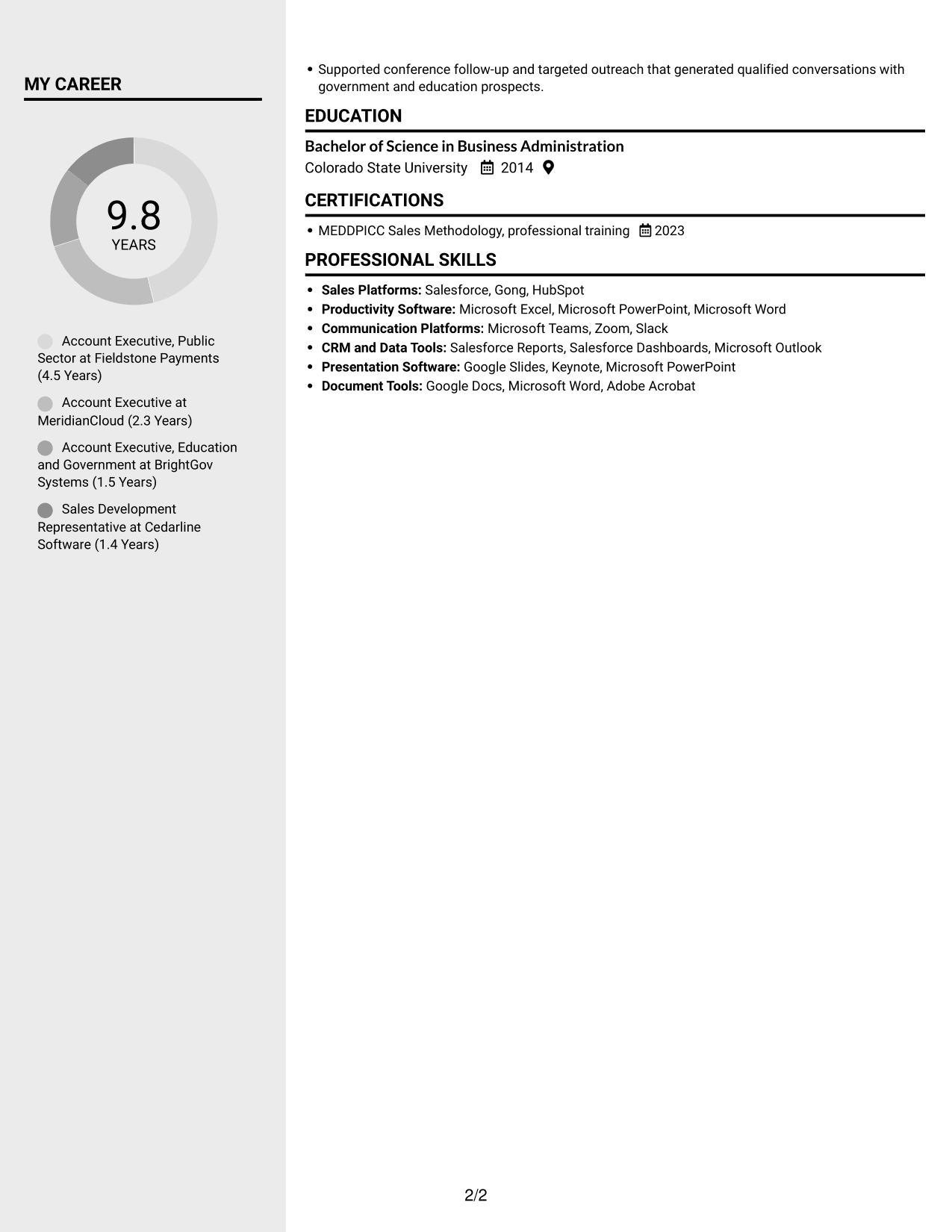 Resume example — page 2