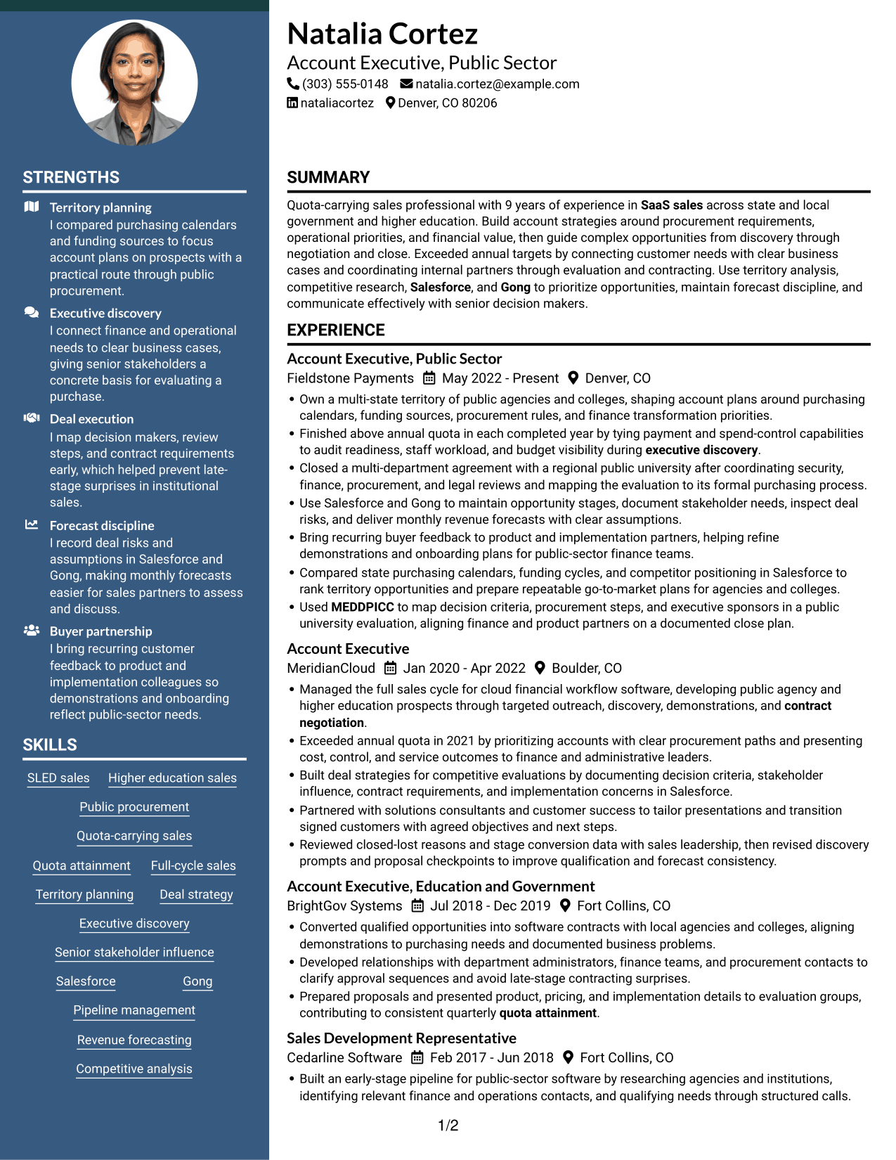 Resume example — page 1