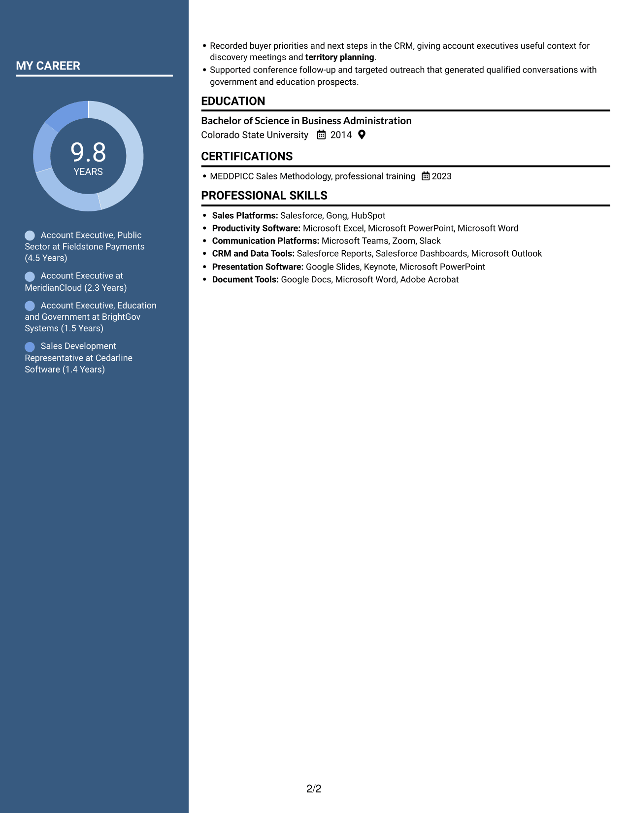 Resume example — page 2